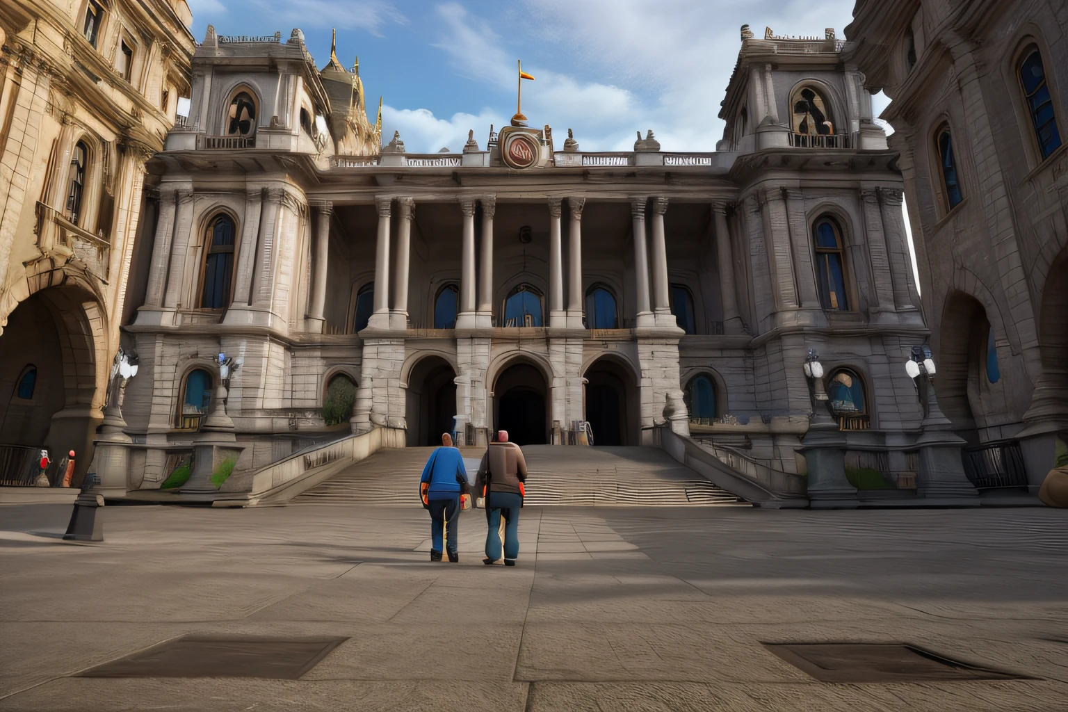 palace, estilo Pixar, best quality, alta qualidade, Very detailed, perspectiva, alta e baixa, arte conceitual disney