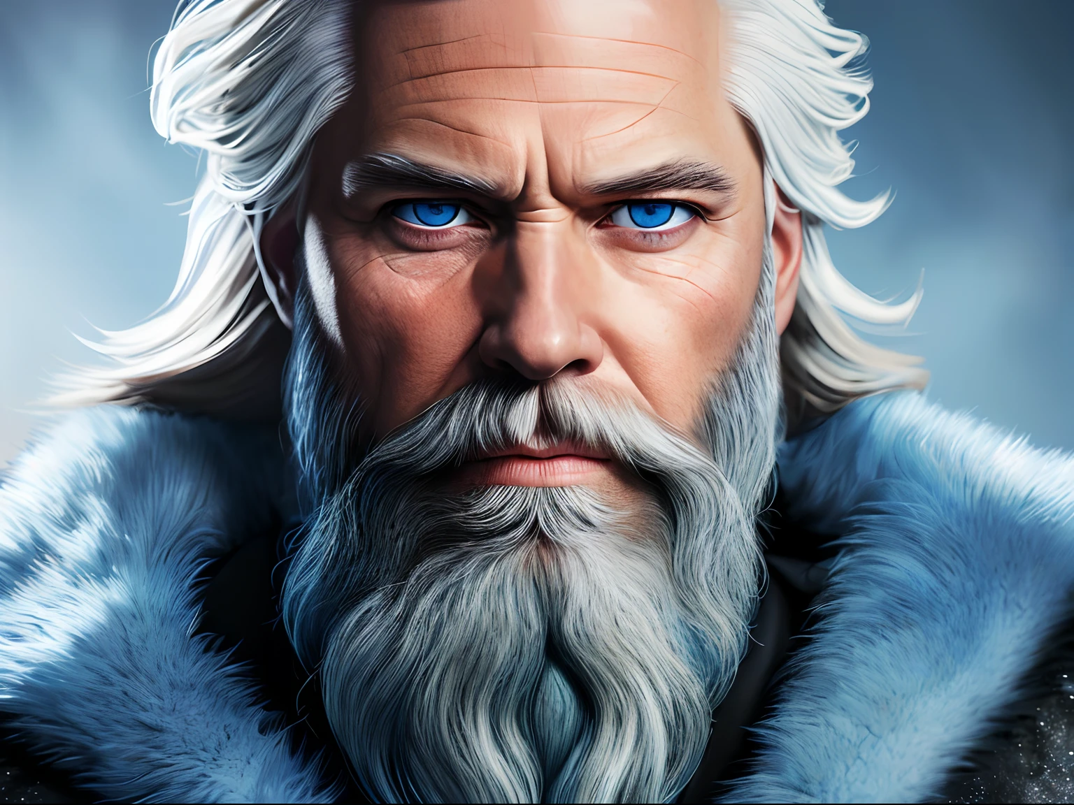 (best quality,highres,realistic:1.37),blue eyed white walker with black beard in the white house background,1boy,male focus,solo,facial hair,blue eyes,beard,white hair,looking at viewer,ultra-detailed,portrait,studio lighting,sharp focus,vivid colors,physically-based rendering