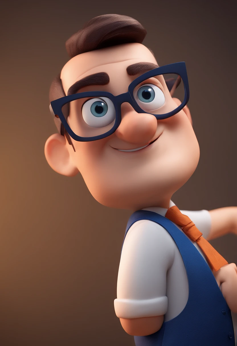 Cartoon character of a man with black glasses and a blue shirt, animation character, Caractere estilizado, animation style rendering, 3D estilizado, Arnold Maya render, 3 d render stylized, toon render keyshot, Personagem 3D, Personagem 3D, 3d rendering stylized, 3 d character render, personagem de desenho animado, Personagem de close up, Pose de personagem, (Estilo Pixar) (master part:1.2) (Bokeh) (best quality) (pele detalhada) (textura detalhada) (8k) (argila) (Cinematic lighting) (foco nítido