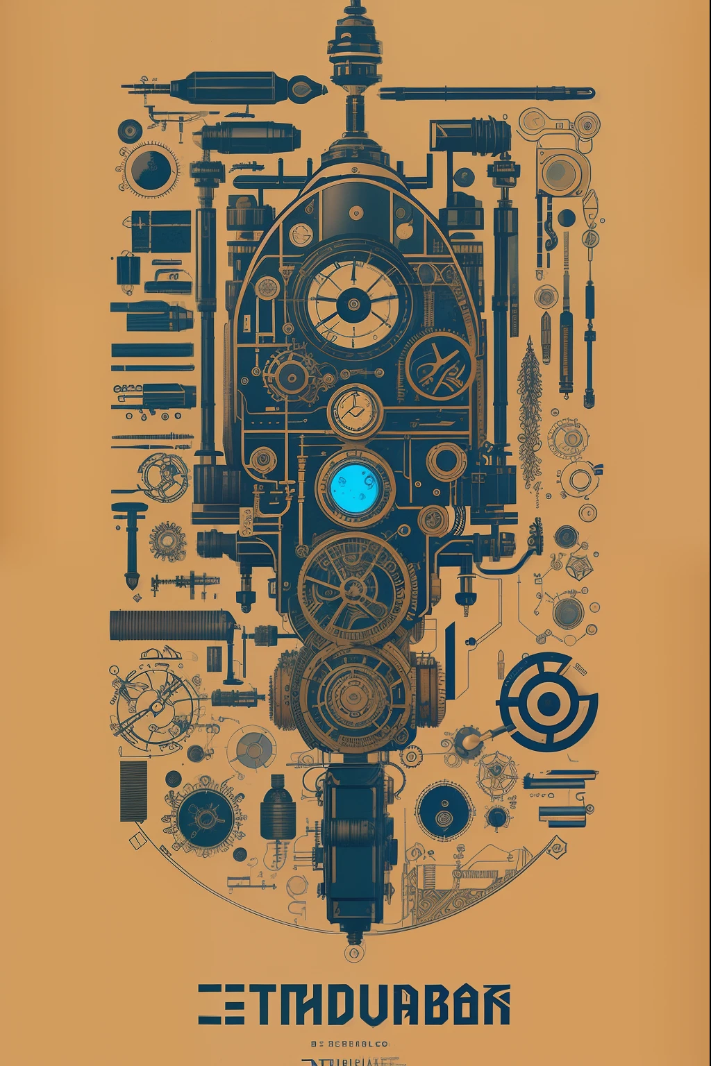 a full-page concept of an organic robotic device, projeto steampunk, detalhes intrincados, tinta sobre papel, scientific, etiquetado altamente detalhado, poster