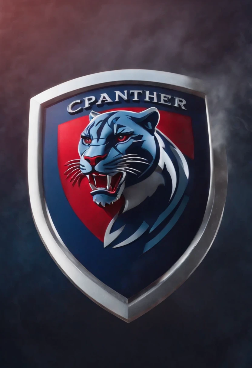 Logo of a football shield with a panther written Union Panta red and blue color3s