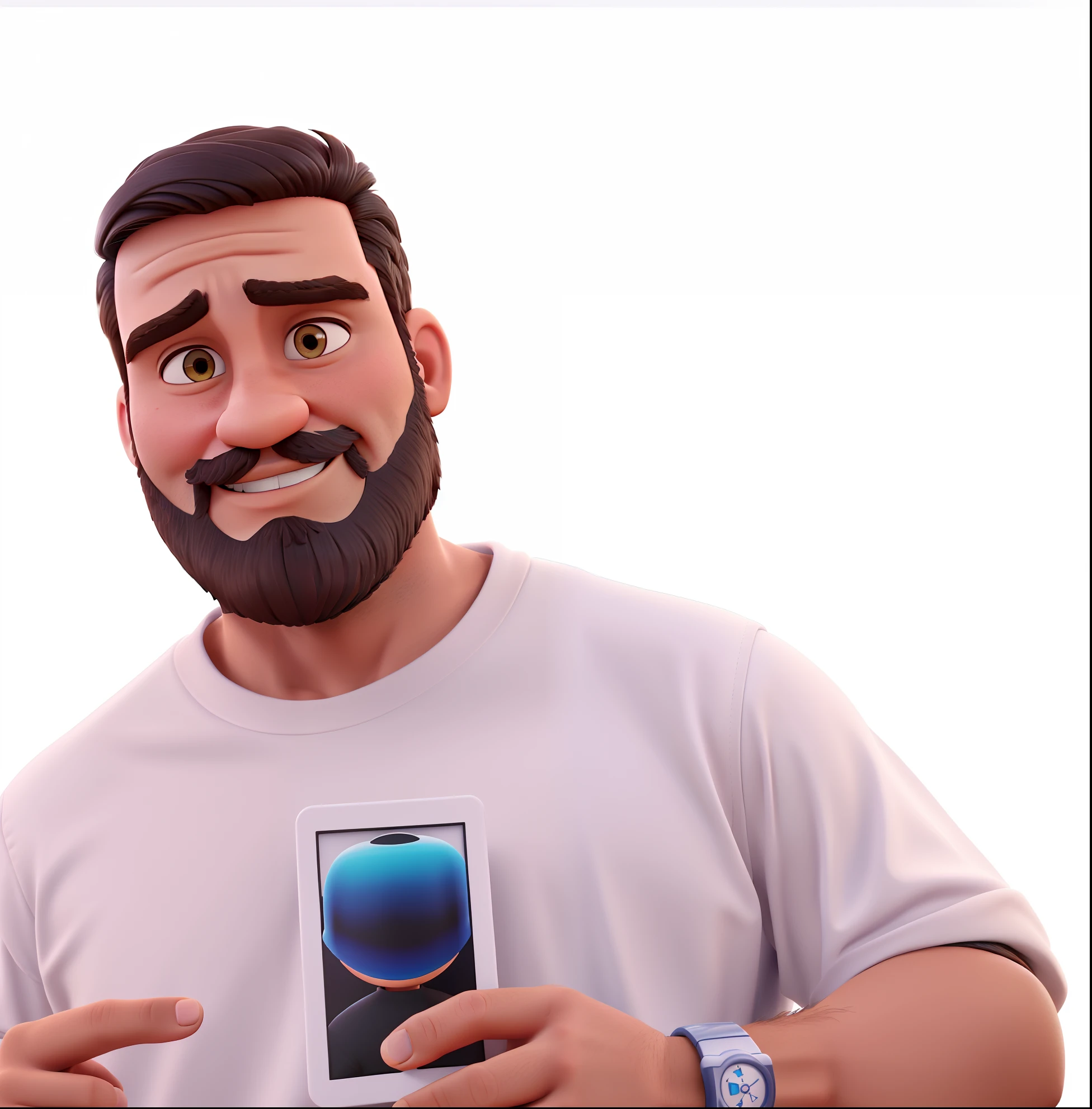 Um homem branco,cabelo preto e barba estilo Disney Pixar alta qualidade,melhor qualidade