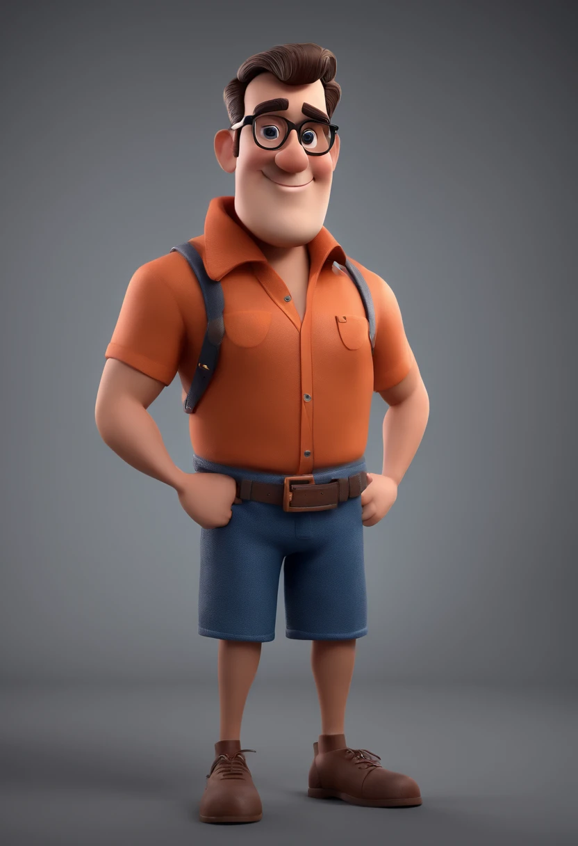 Cartoon character of a man with black glasses and a blue shirt, animation character, Caractere estilizado, animation style rendering, 3D estilizado, Arnold Maya render, 3 d render stylized, toon render keyshot, Personagem 3D, Personagem 3D, 3d rendering stylized, 3 d character render, personagem de desenho animado, Personagem de close up, Pose de personagem, (Estilo Pixar) (master part:1.2) (Bokeh) (best quality) (pele detalhada) (textura detalhada) (8k) (argila) (Cinematic lighting) (foco nítido
