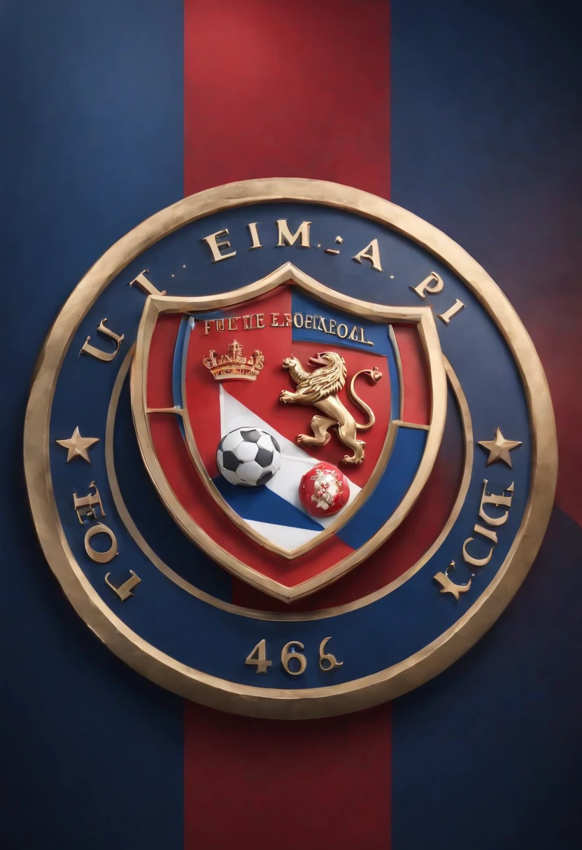 Logotipo de um escudo de time de futebol com uma pantera etilo 4k cores vermelho e azul