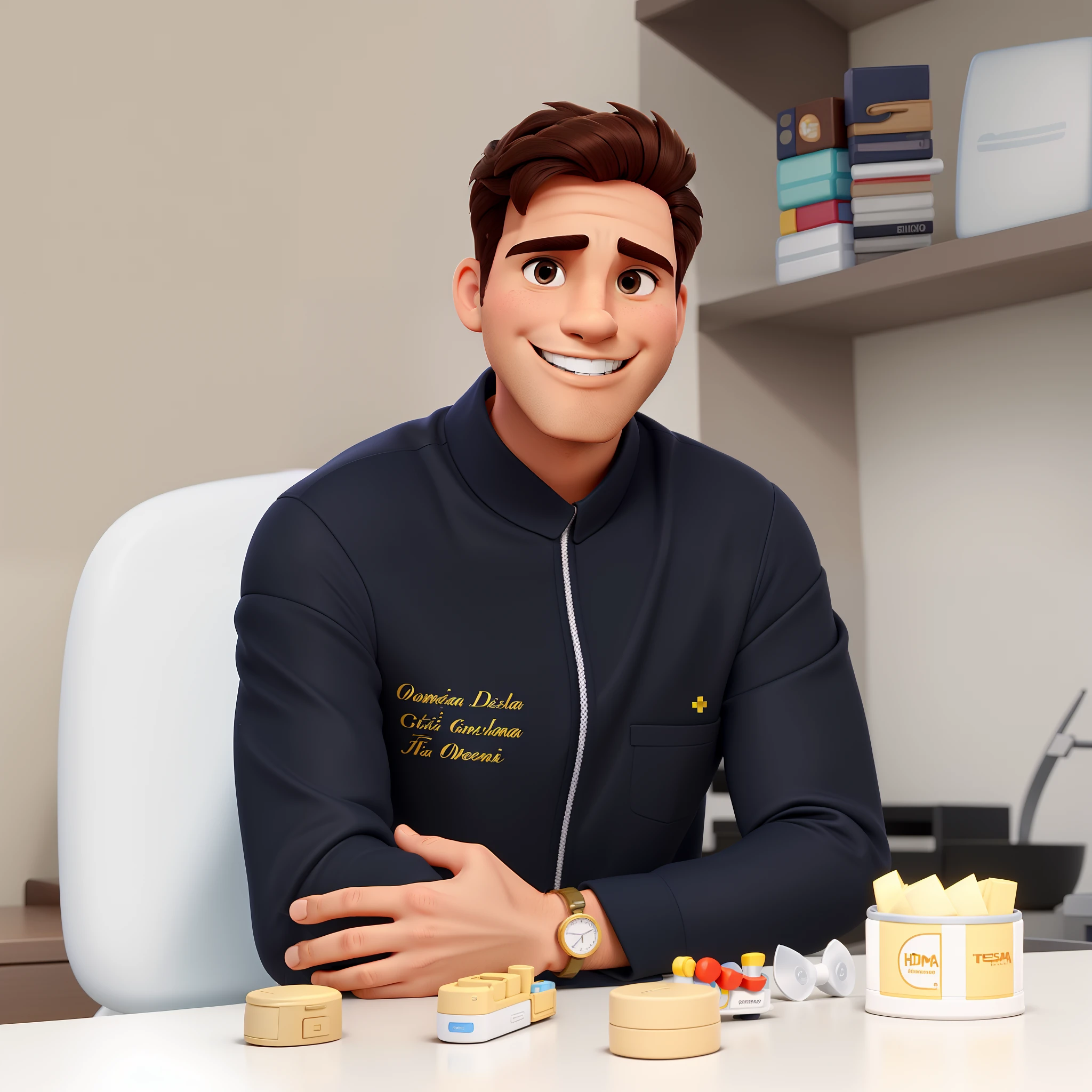 homem dentista sem rugas na testa estilo disney pixel, alta qualidade, melhor qualidade