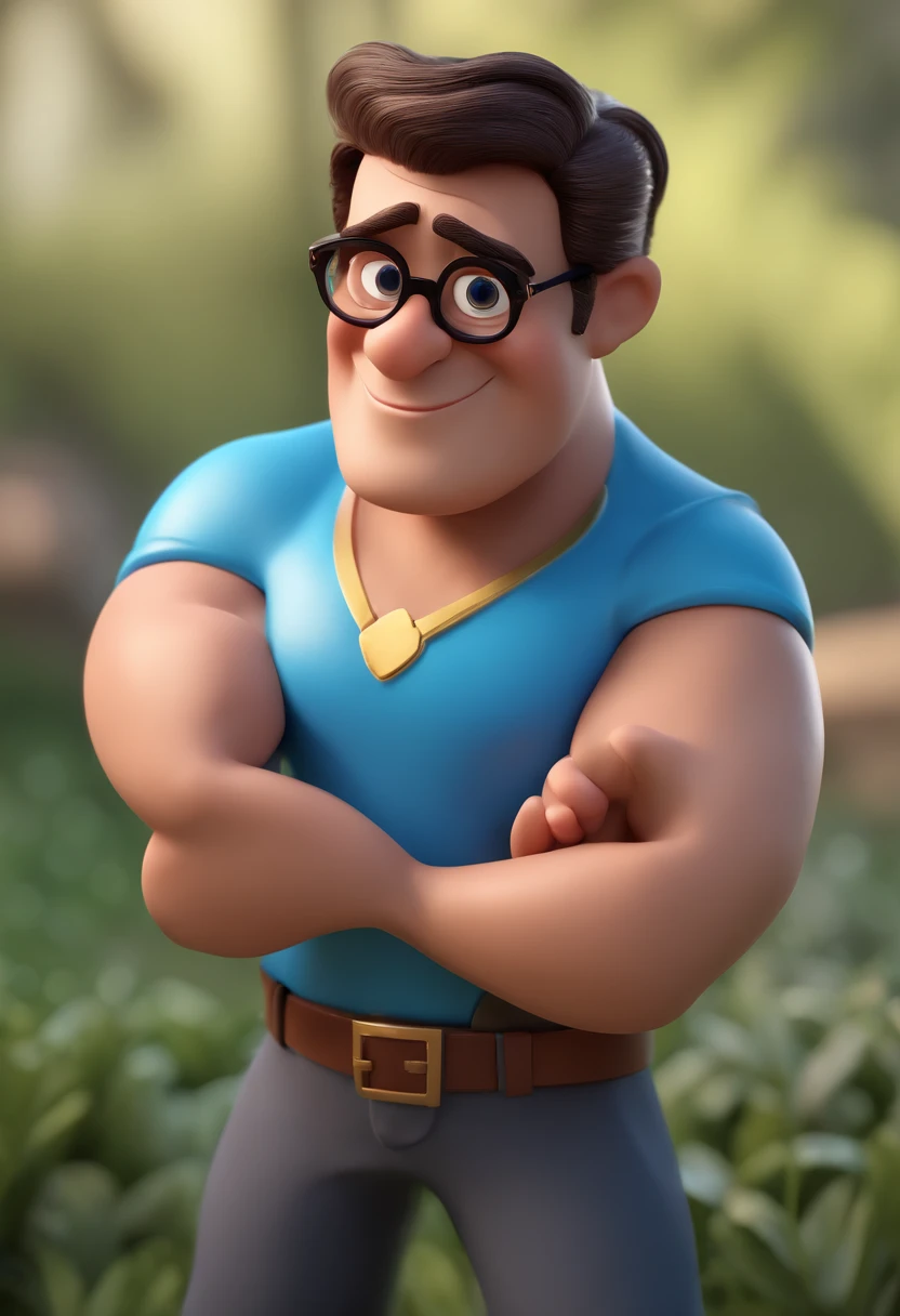 Cartoon character of a man with black glasses and a blue shirt, animation character, Caractere estilizado, animation style rendering, 3D estilizado, Arnold Maya render, 3 d render stylized, toon render keyshot, Personagem 3D, Personagem 3D, 3d rendering stylized, 3 d character render, personagem de desenho animado, Personagem de close up, Pose de personagem, (Estilo Pixar) (master part:1.2) (Bokeh) (best quality) (pele detalhada) (textura detalhada) (8k) (argila) (Cinematic lighting) (foco nítido