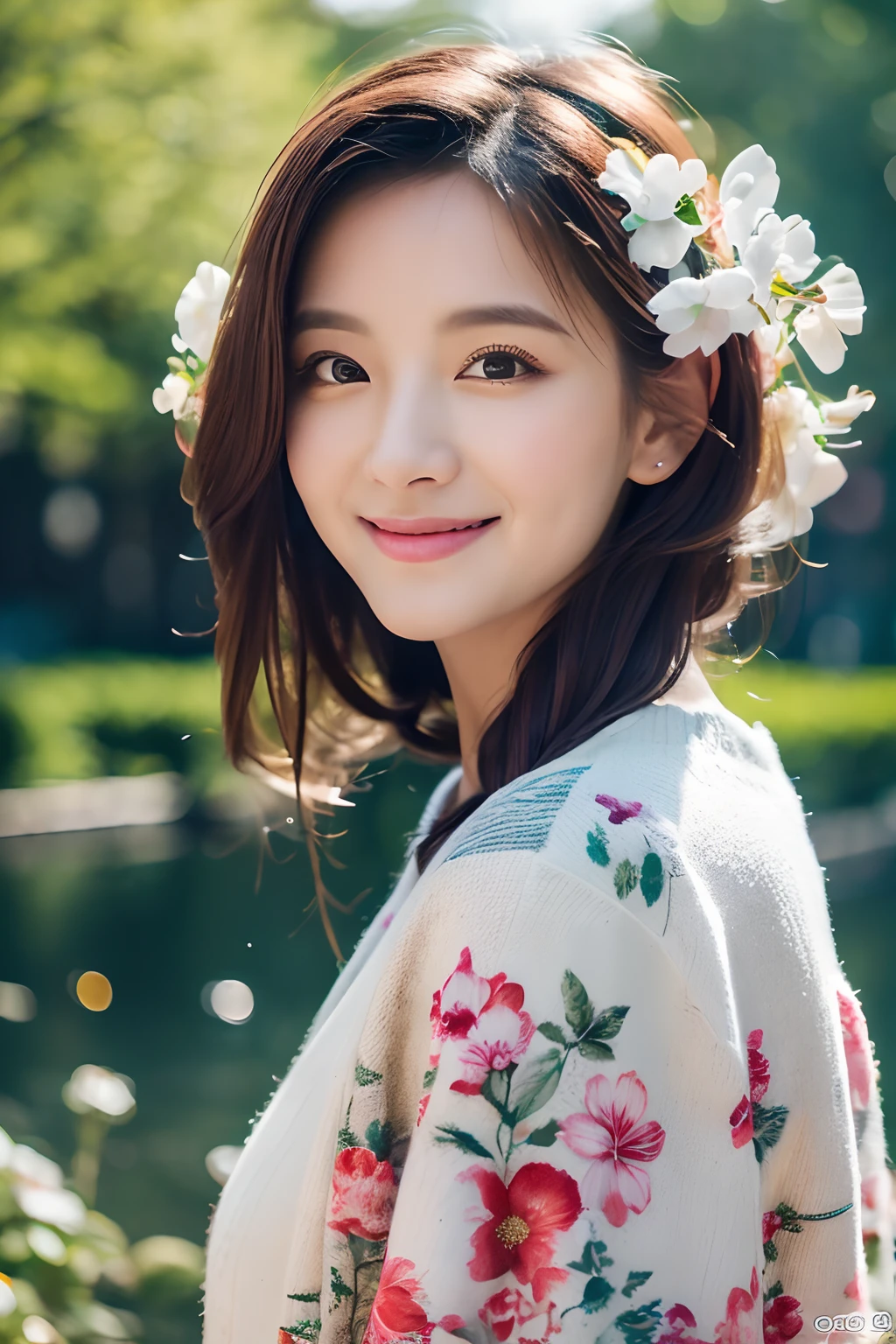(8K, Raw-Photo, best qualtiy, tmasterpiece:1.2),(realisticlying, photograph realistic:1.4),(Highly detailed CG Unity 8k wallpaper),(Round face: 1.5), (detailed pupil:1.3),Best Quality, high resolucion, Ultra-detailed, Photorealistic:1.37, realisitic, HDR, UHD, studio lit, extreme detail description, professional, Vivid colors, Bokeh, portrait of a, Landscape, Pixar, Disney, Concept artist, 3d rendered, illustrations, Oil painting, Sharp focus, physics based rendering, Colorful palette, natural lighting,,(Young but very beautiful Korean 35 year old woman,Cool Eyes,little smile,Facing Forward,Looking at the camera,Unforgettable Eyes,The eyes are so beautiful.)masterpiece, Best quality at best, highs quality, extremely detailed CG 8k wallpaper unit, Classic Chinese Garden, landscape painting, Amsterdam, wintery, ((Ojo)), exteriors,
heaven, day, landscape painting, Water, wood, Blue skies, waterfall , Nature, lake, Rio, overcast sky, award winning picture, Bokeh, Field
depth, HDR, blossom, chromatic aberration, Renders, very very detailed, Trends at ArtStation, trend in CGsociety, intrikate, hoog detail, Dramatic,
art in the middle of the journey, 3840x2160 Dimensions, Red and white