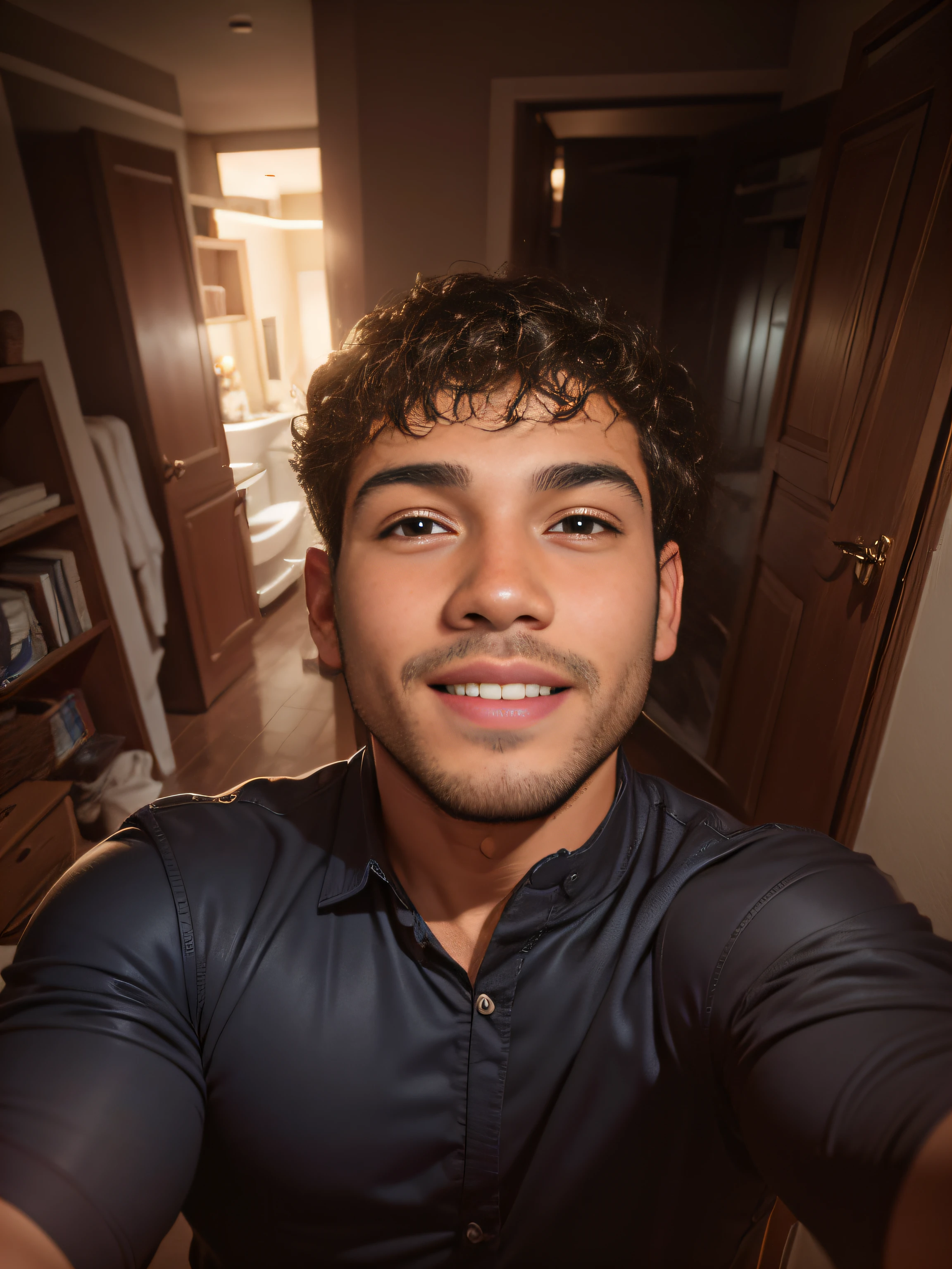 menino moreno, cabelo cacheado, sorriso bonito, selfie, olhos castanho