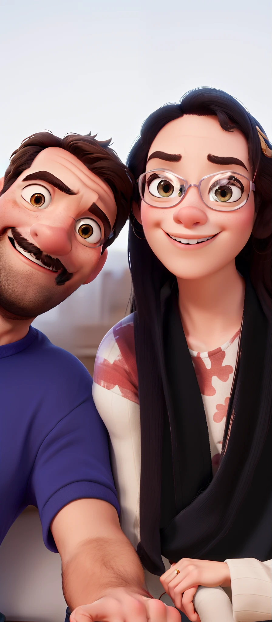 A couple in great quality and definition in the style of Disney pixar