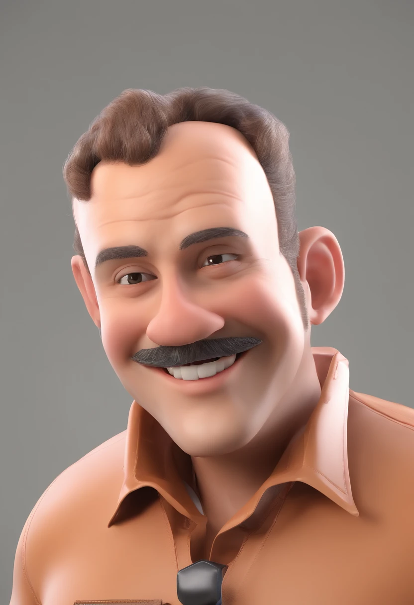 POPAYE Man Illustration, sorriso insano, Homem de pele marrom com um sorriso gigante, happily smiling at the camera, sorriso atrevido, he's smiling, sorriso muito grande, Macho sorridente, foto de perfil headshot, rindo sorriso enorme, desenhando no estilo de Arte 3D, c4d, fundo de cor branco puro, estilo disney, estilo pixar render ilustracao Super Detalhe, 8k