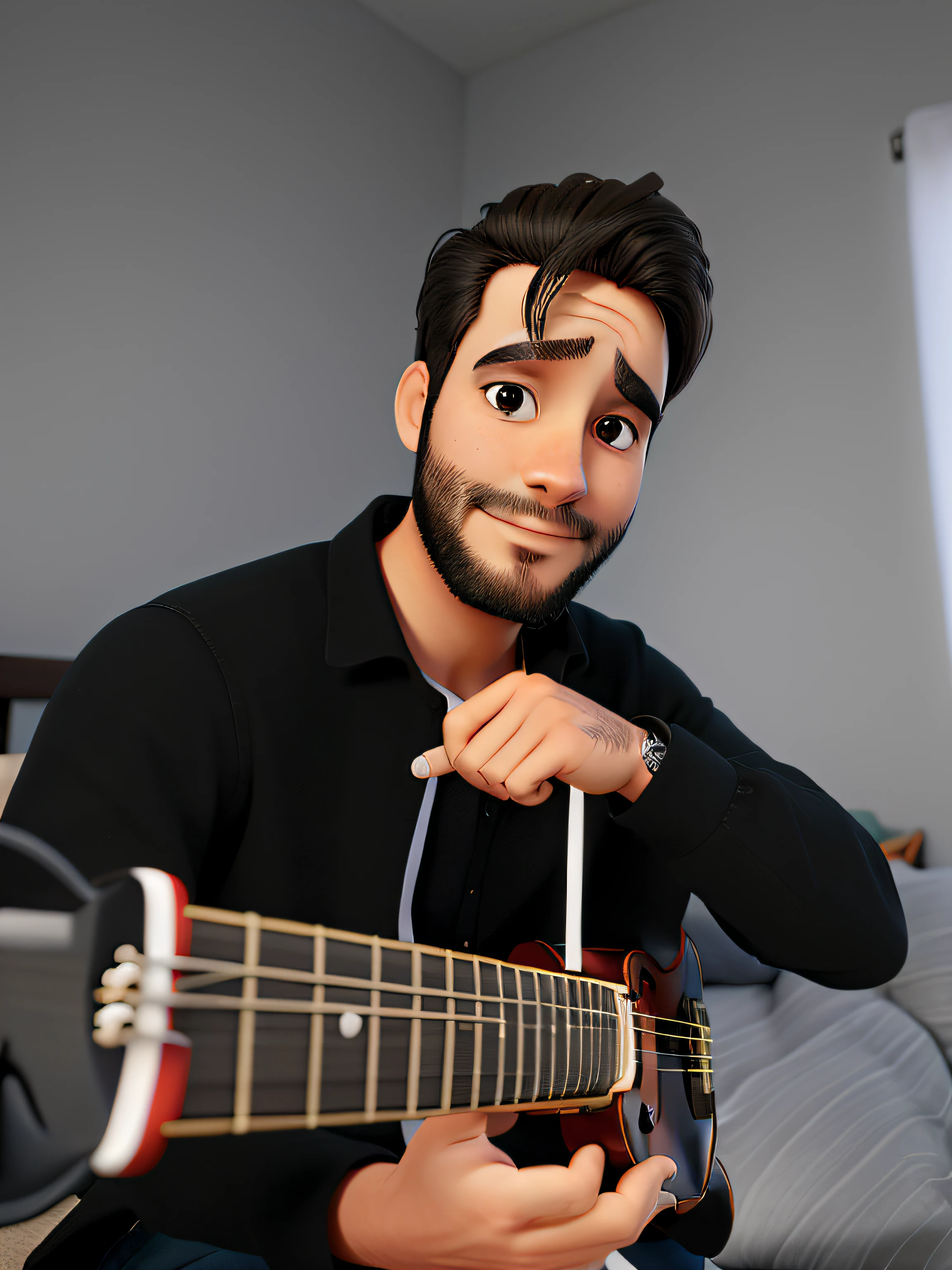 Um homem tocando violao