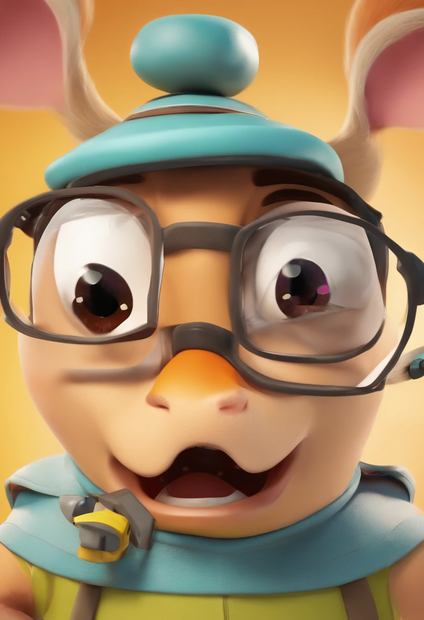 Disney Pixar Veterinary Poster, homem, caucasiano, careca, pouco cabelo, jovem, wears glasses, sorridente, queixo quadrado, olhos castanhos