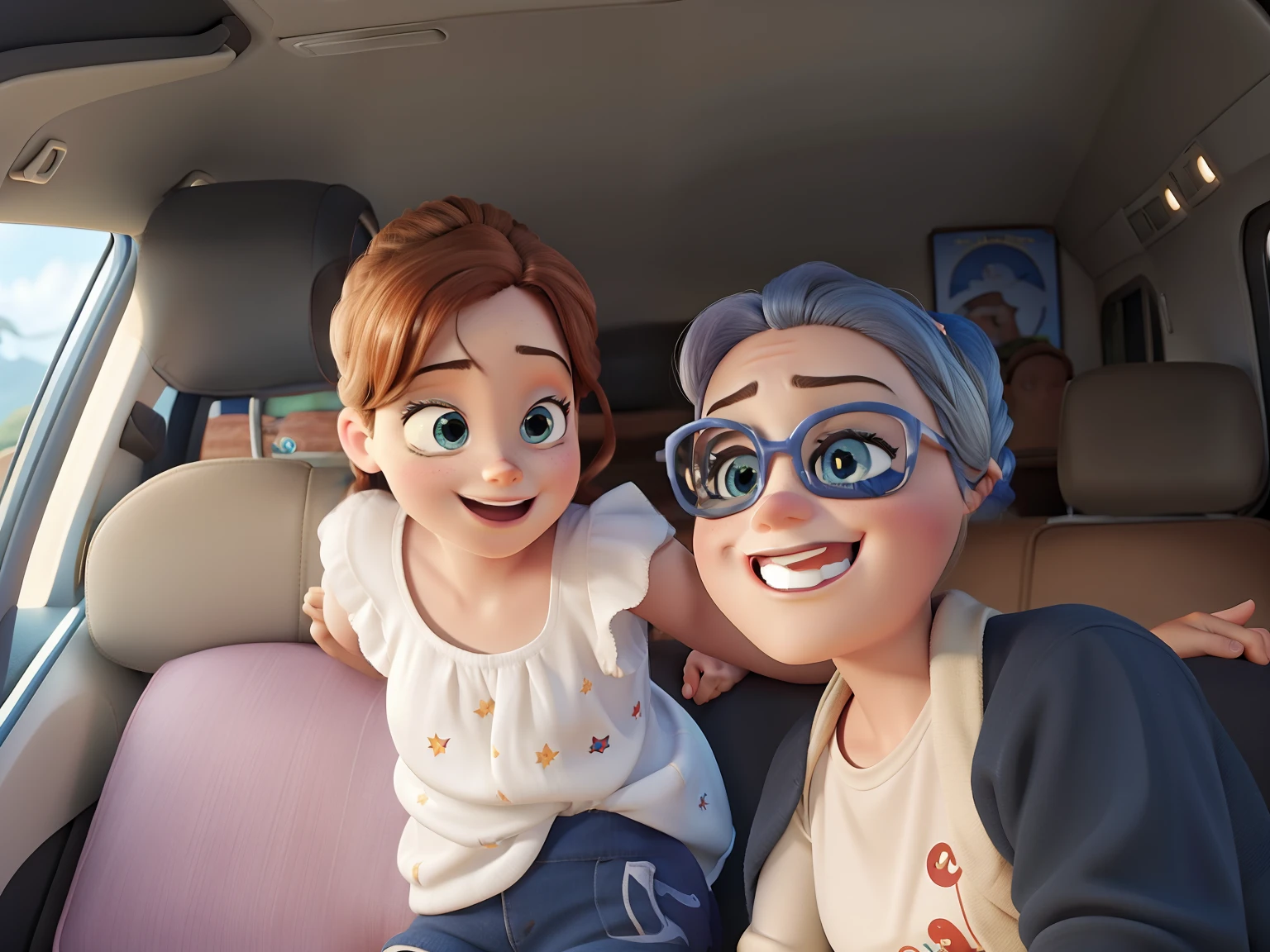 Mae e filha. Cartaz estilo pixar