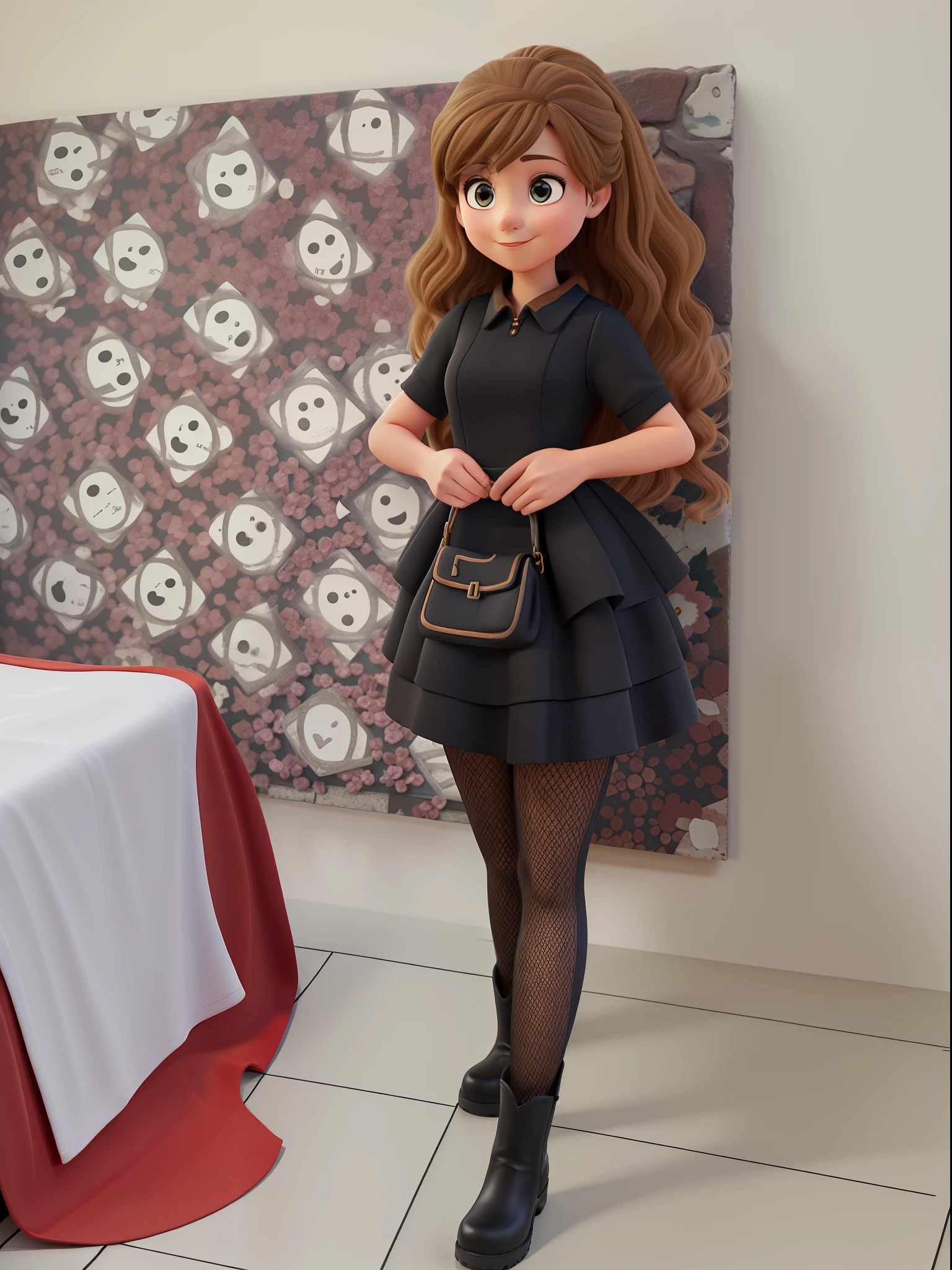 Disney Tour A Woman Standing With Black Dress And Boot