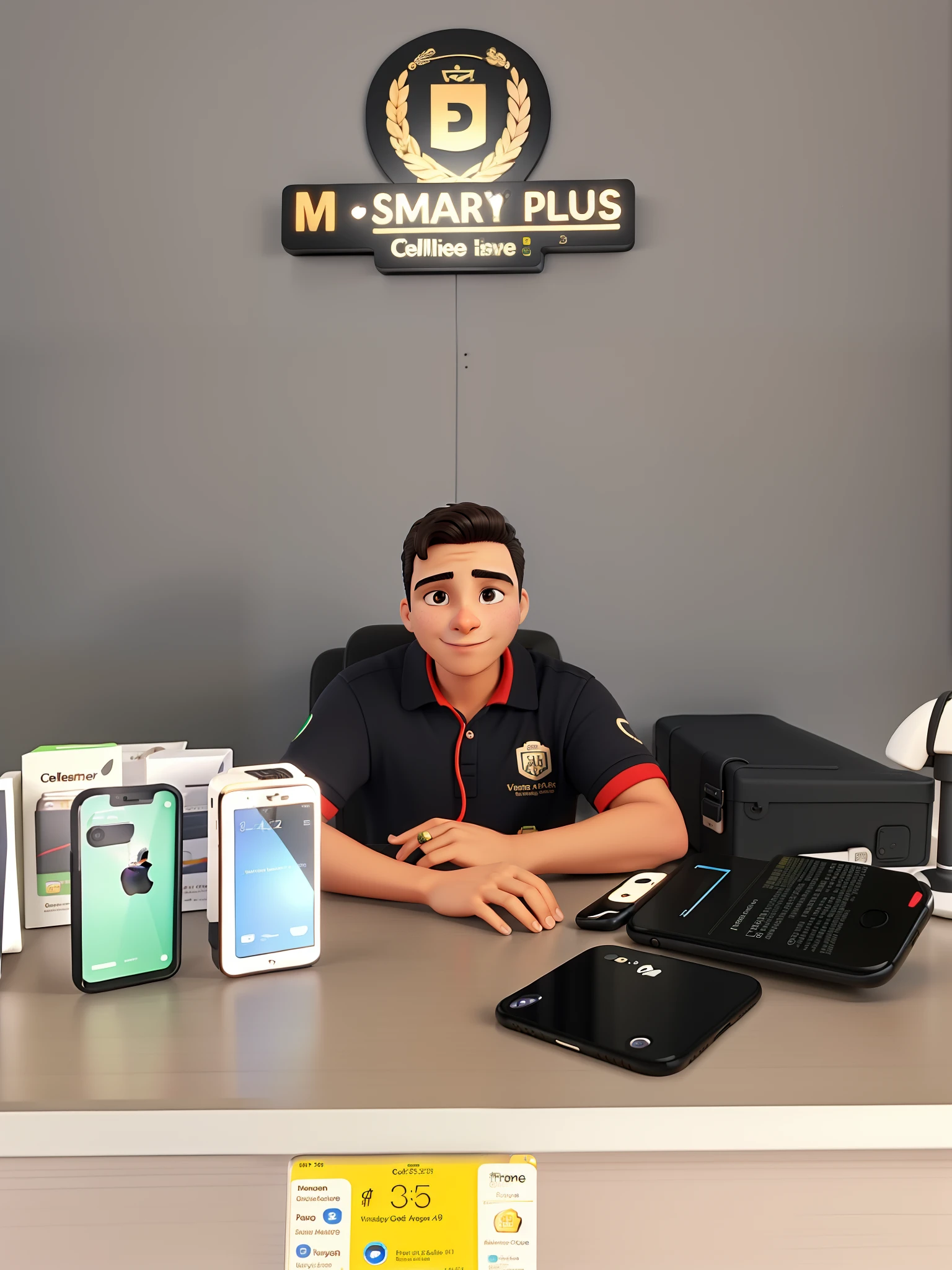 Vendedor de celular em uma loja de iPhone