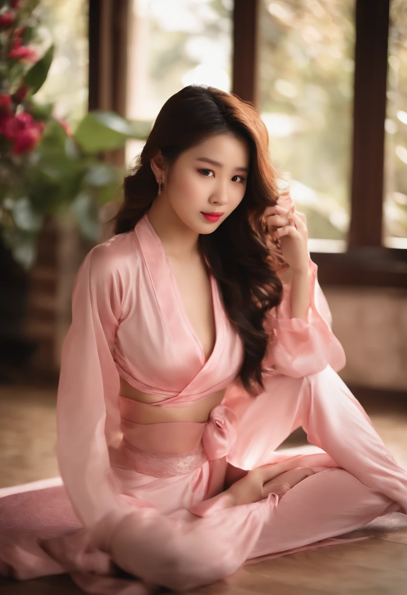 Magazines,An 18-year-old Chinese model girl,(((Real seduction expressions))),Pink yoga suit set,D-cups,,cleanness,in pink,self-shot,(((k hd))),Master masterpieces,Sony SLR,Soft lighting