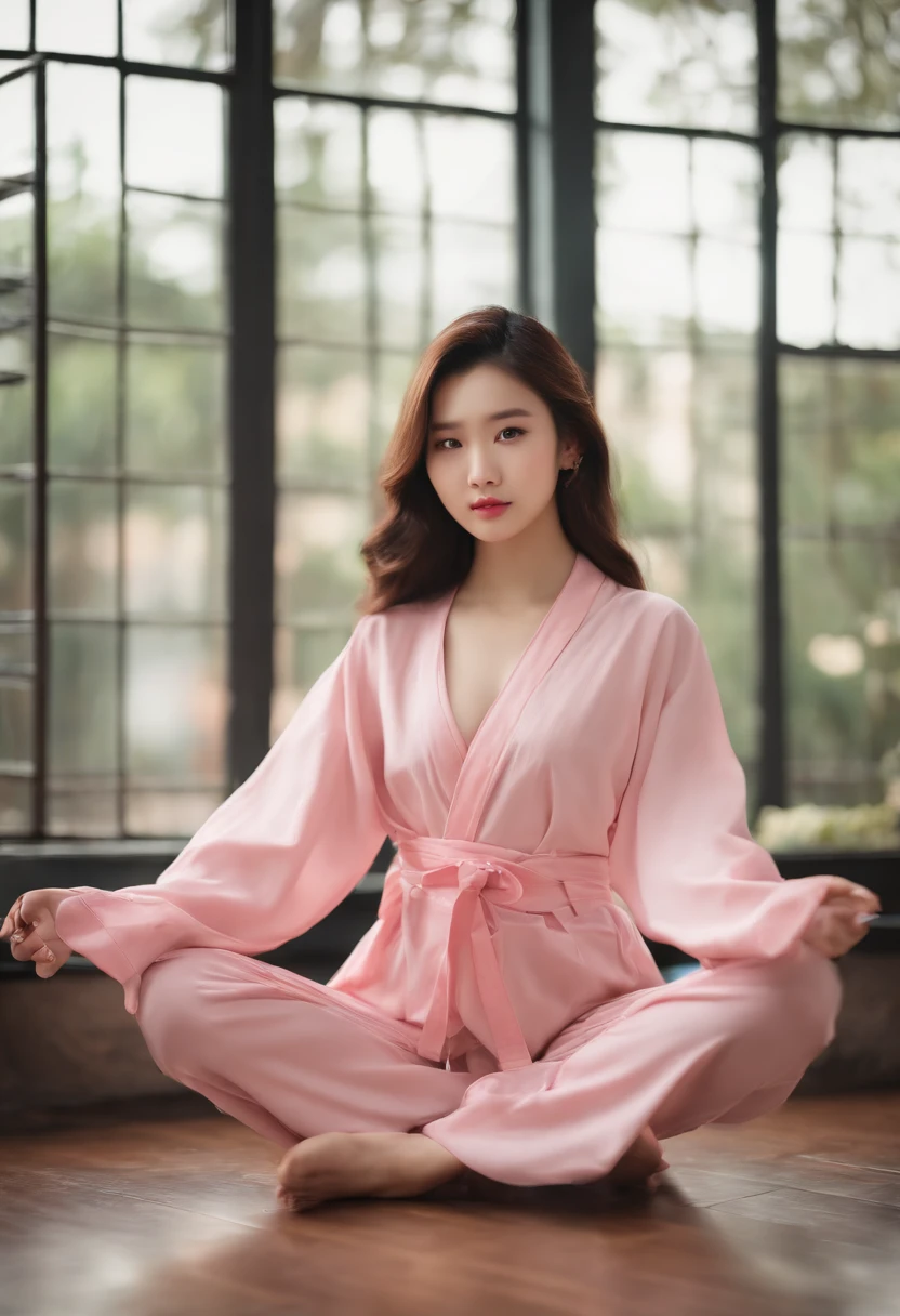 Magazines,An 18-year-old Chinese model girl,(((Real seduction expressions))),Pink yoga suit set,D-cups,,cleanness,in pink,self-shot,(((k hd))),Master masterpieces,Sony SLR,Soft lighting