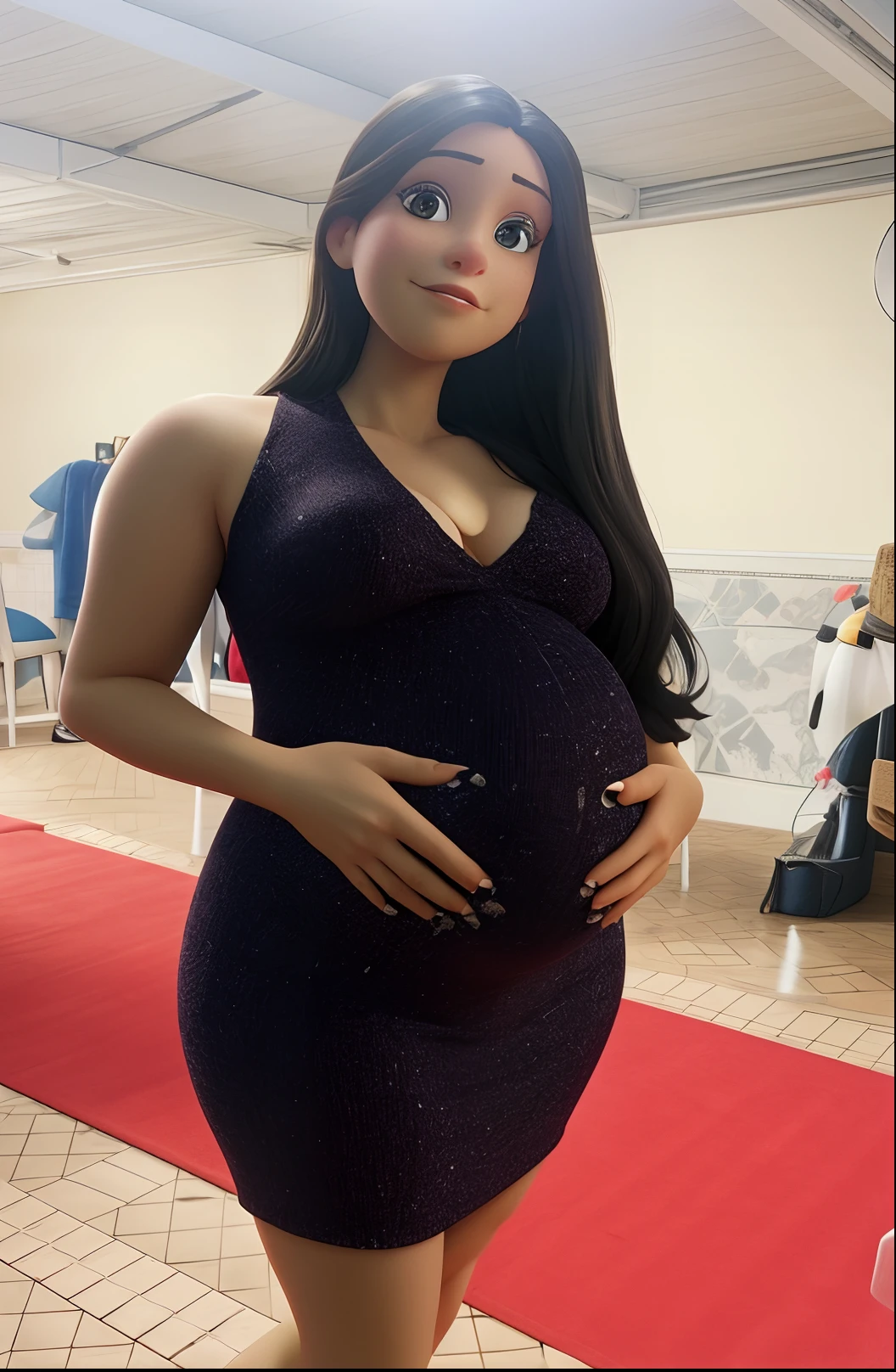 There's a woman in a dress standing on a red carpet, pregnant belly, 2 9 anos, pregnant, 2 8 anos, ela tem cerca de 30 anos, ela tem cerca de 3 0 anos, mid 2 0's female, ela tem cerca de 2 a 5 anos de idade, taken in the early 2020s, 2 3 anos