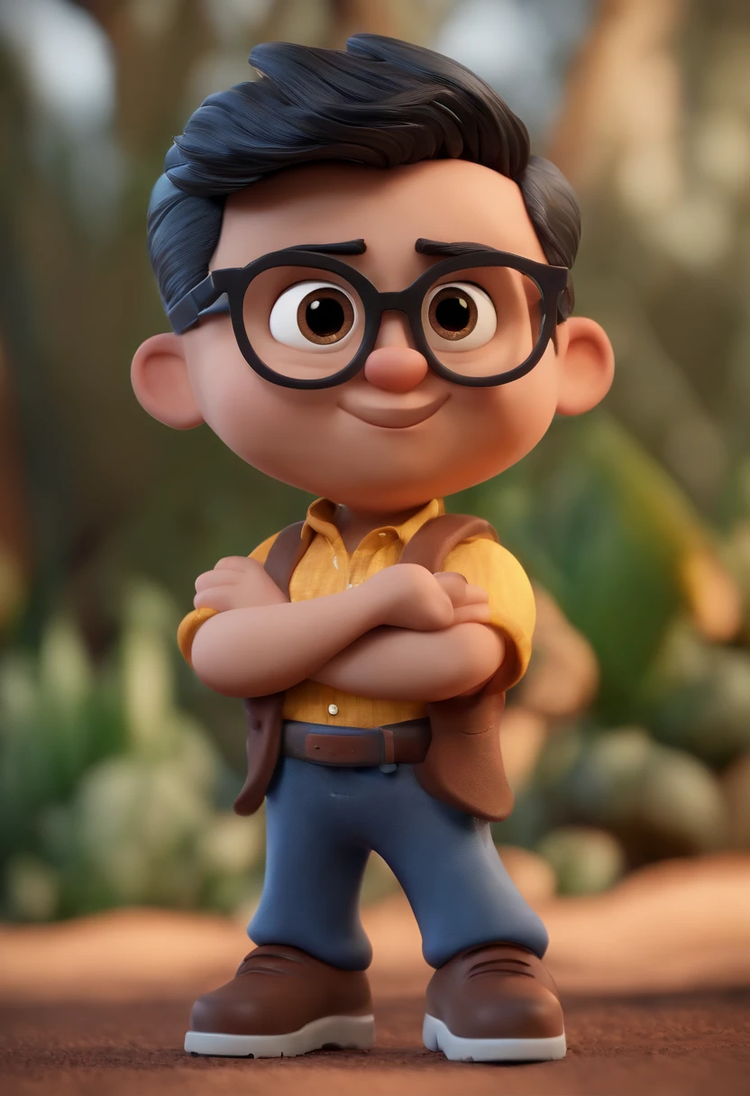 Cartoon character of a man wearing black glasses and a blue shirt, um personagem animado, Caractere estilizado, animation style rendering, 3D estilizado, Arnold Maya render, 3 d render stylized, toon render keyshot, Personagem 3D, Personagem 3D, 3d rendering stylized, 3 d character render, personagem de desenho animado, Personagem de close up, Pose de personagem, (Estilo Pixar) (master part:1.2) (Bokeh) (best quality) (pele detalhada) (textura detalhada) (8k) (argila) (Cinematic lighting) (foco nítido,Senta e vaza a parte superior do corpo