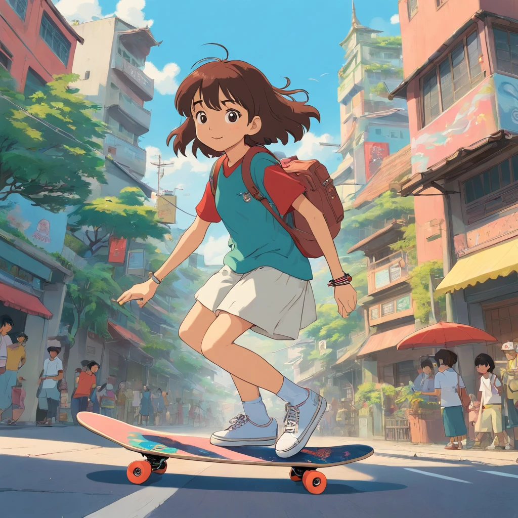 Indonesia girl, city of jakarta, skateboarding activity