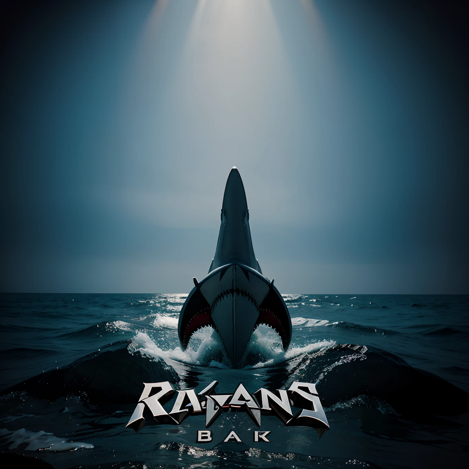 Um logotipo de banda de Rock com a palavra Shark Adans