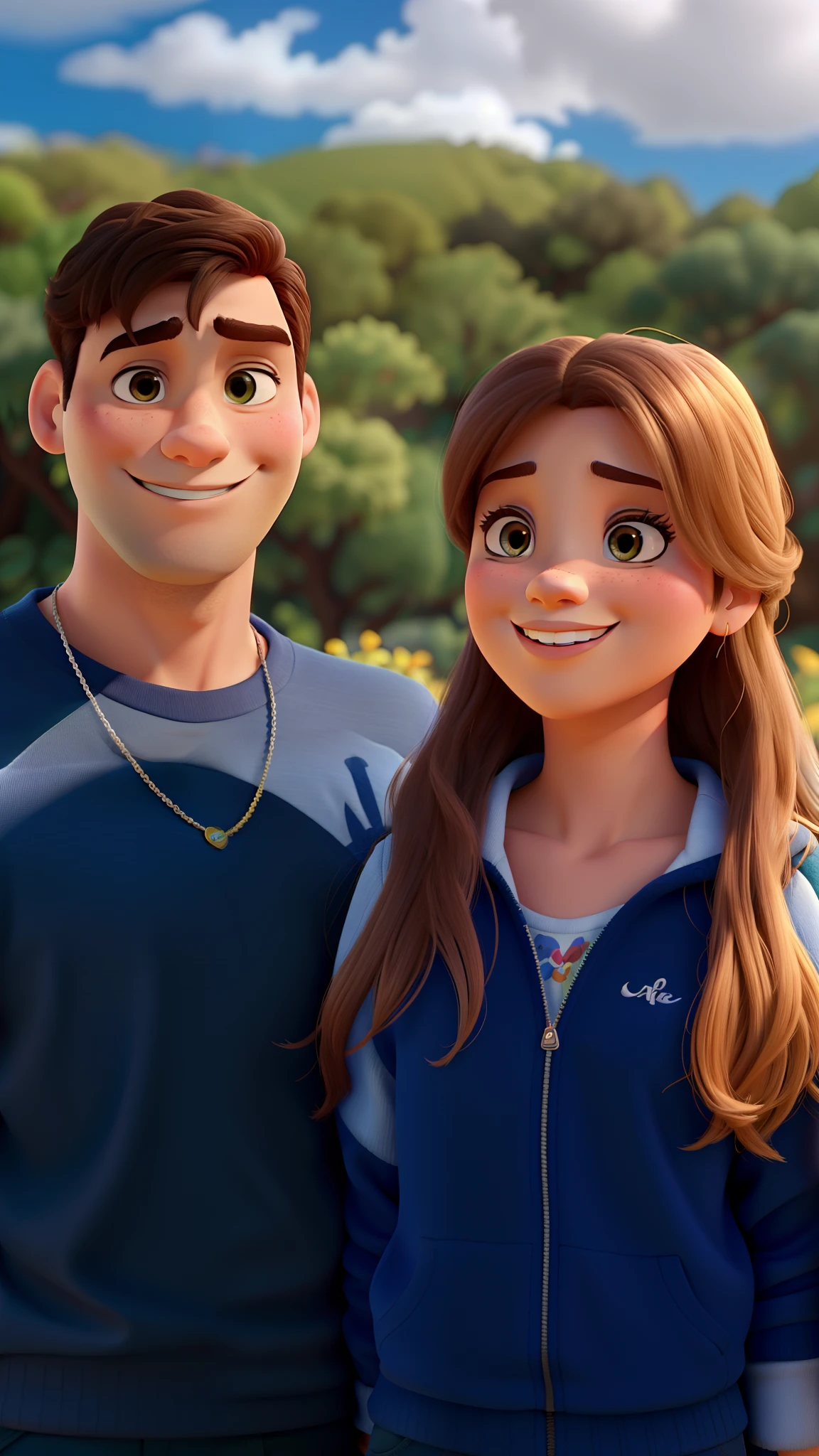 um casal estilo Disney pixar, alta qualidade