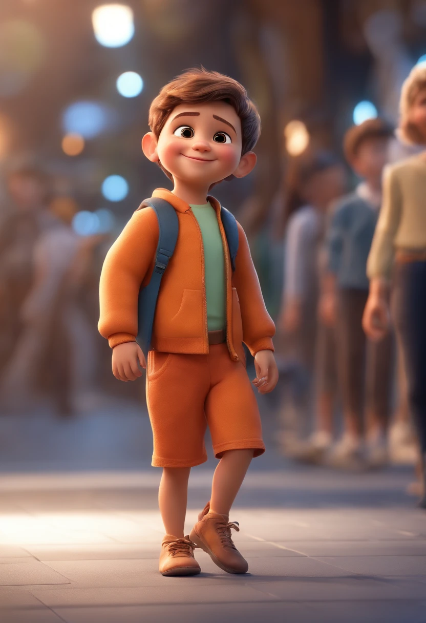 a happy cute standing short hair, vestindo uma fantasia espacial, , fundo branco, barnet, tom, Estilo Pixar, ..3d, desenhos animados, rosto detalhado, asymmetrical 16k