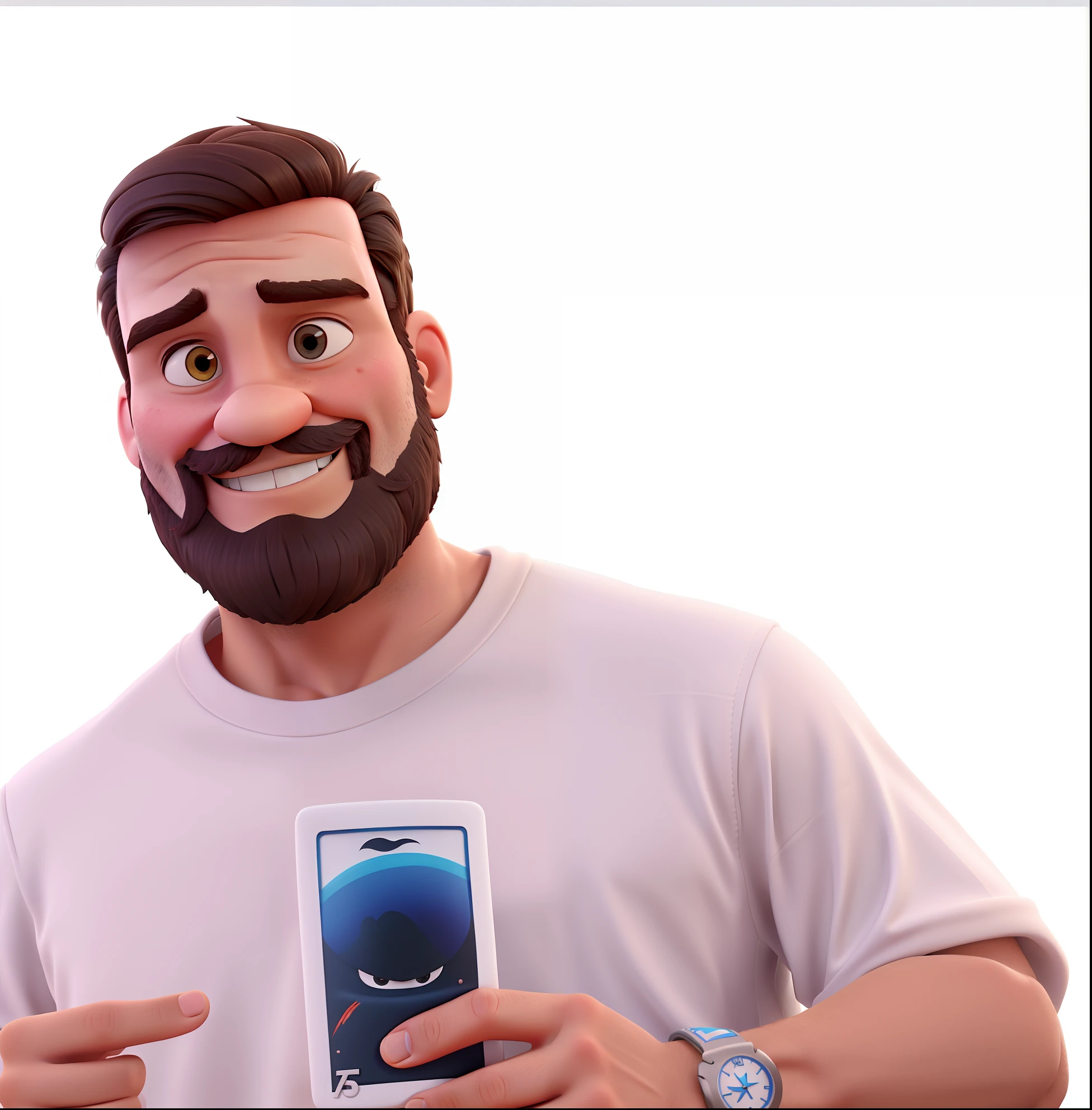 Um homem branco cabelo e barba na cor preta estilo Disney Pixar com alta qualidade melhor qualidade