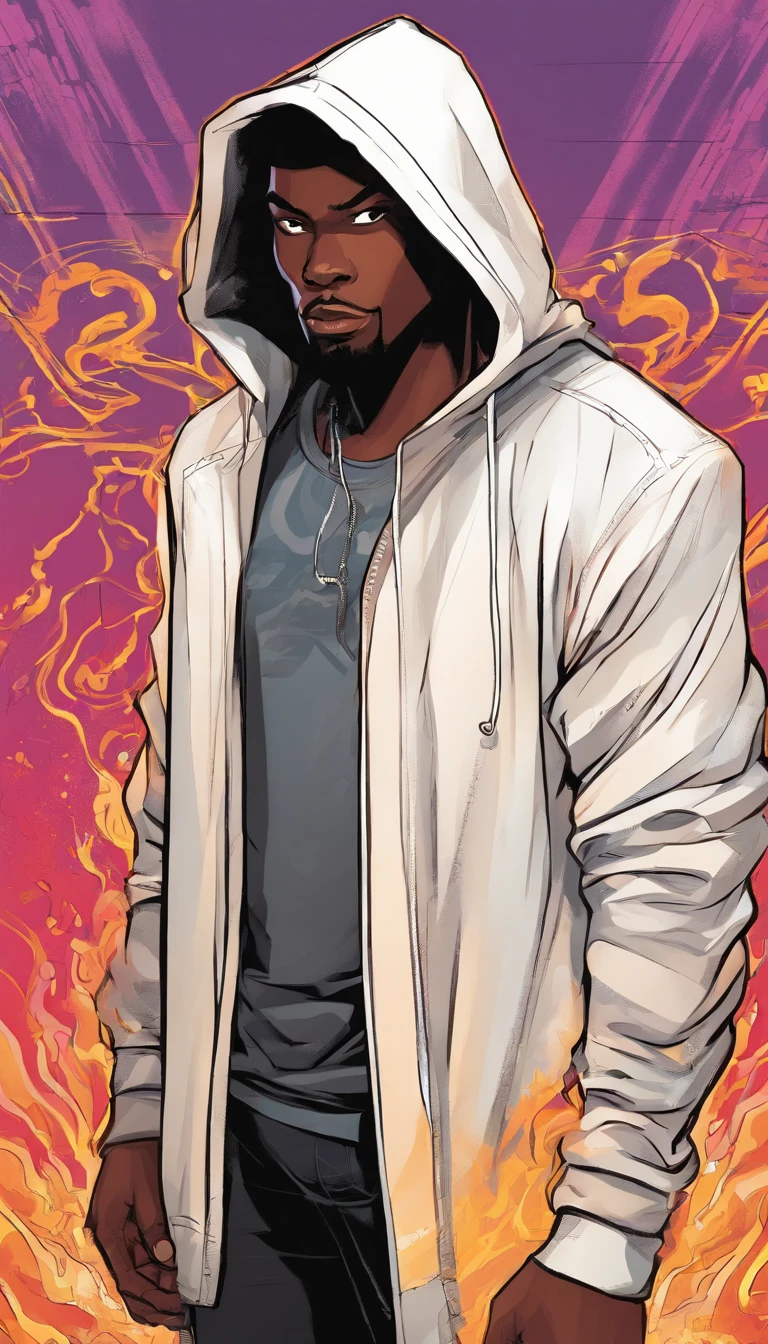 Black guy in a hoodie with electric powers
