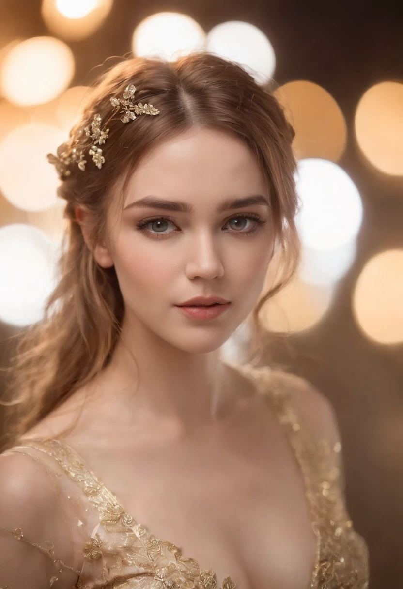 Woman, realistic character,cabelos loiros penteados, Vestido de seda dourado,mostrar o peito,olhos azuis, Anime peito grande, soio, moderno, perssonage cyber punk,foto de corpo inteiro, nsfw