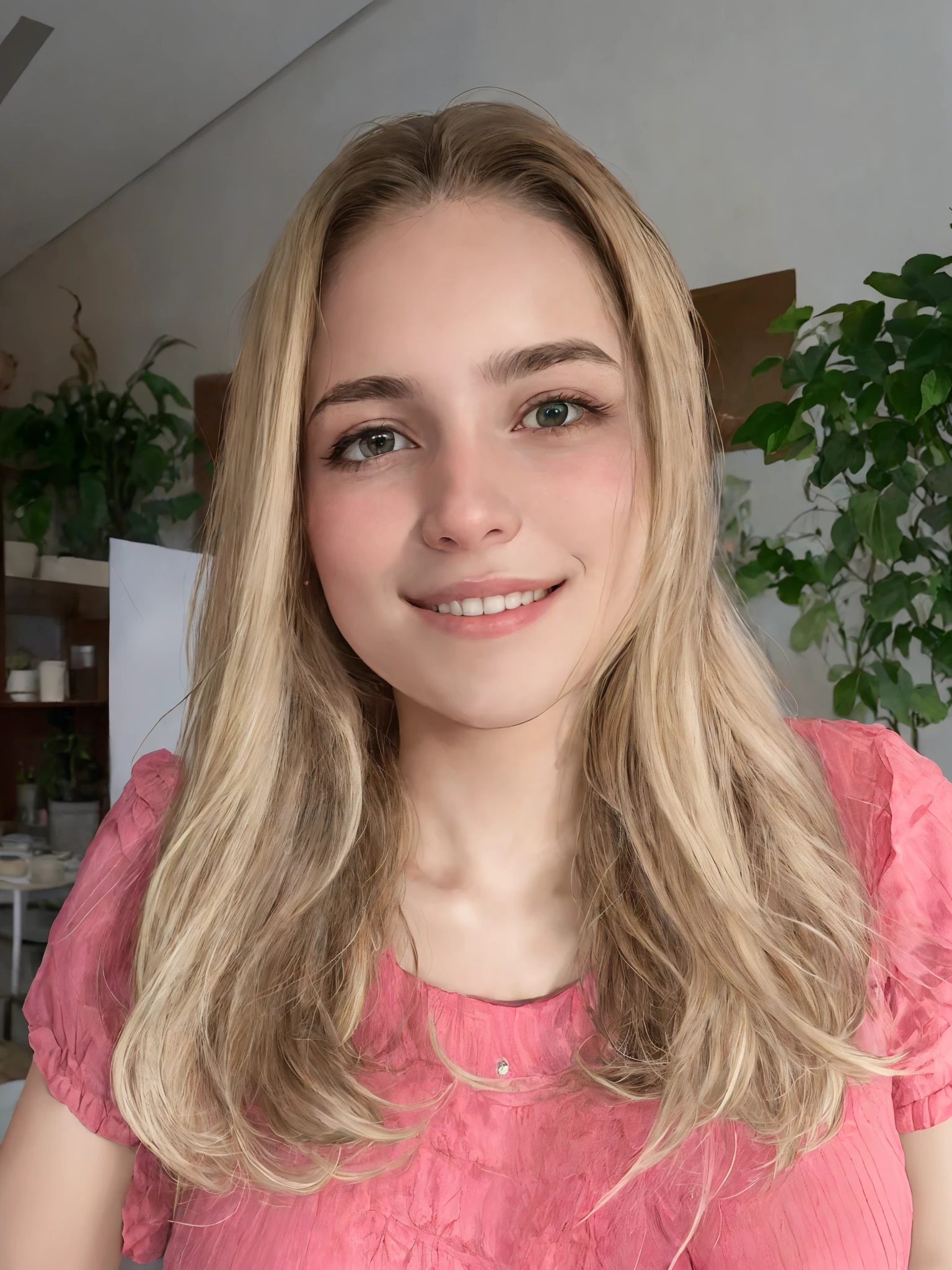 Blonde woman with long hair and pink shirt smiling for camera, Directed by: Nandor Soldier, Caroline Gariba, imagem frontal, Malika Favre, imagem de perfil, fernanda suarez, andrea rocha, Valentina Embaralhamento, by Maria Helena Vieira da Silva, retrato frontal, foto de perfil headshot, Andorinha Toron, icaro carvalho
