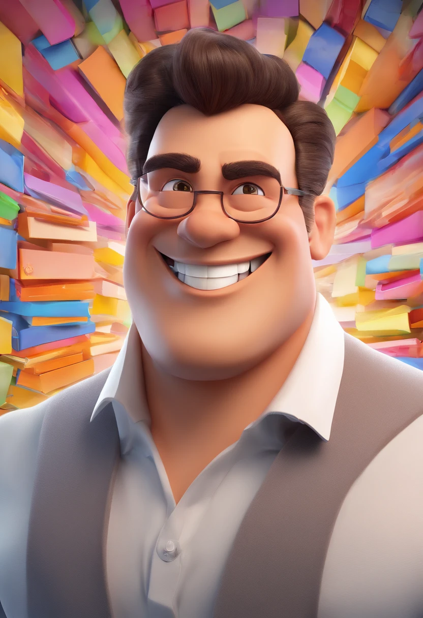 Smiling Man Illustration, sorriso insano, Homem de pele marrom com um sorriso gigante, happily smiling at the camera, sorriso atrevido, he's smiling, sorriso muito grande, Macho sorridente, foto de perfil headshot, rindo sorriso enorme, desenhando no estilo de Arte 3D, c4d, fundo de cor branco puro, estilo disney, estilo pixar render ilustracao Super Detalhe, 8k