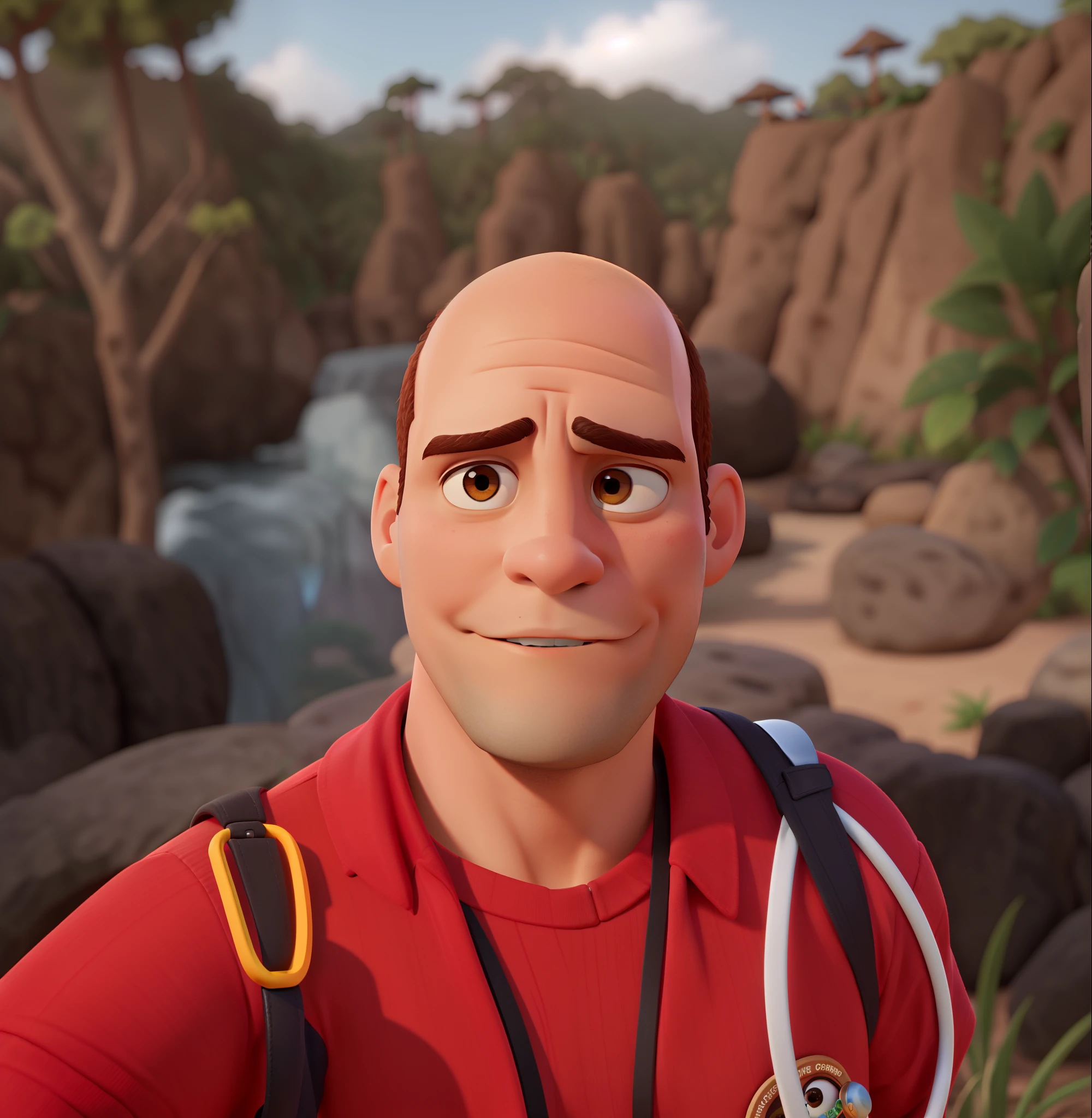 Homem careca na natureza Disney pixar