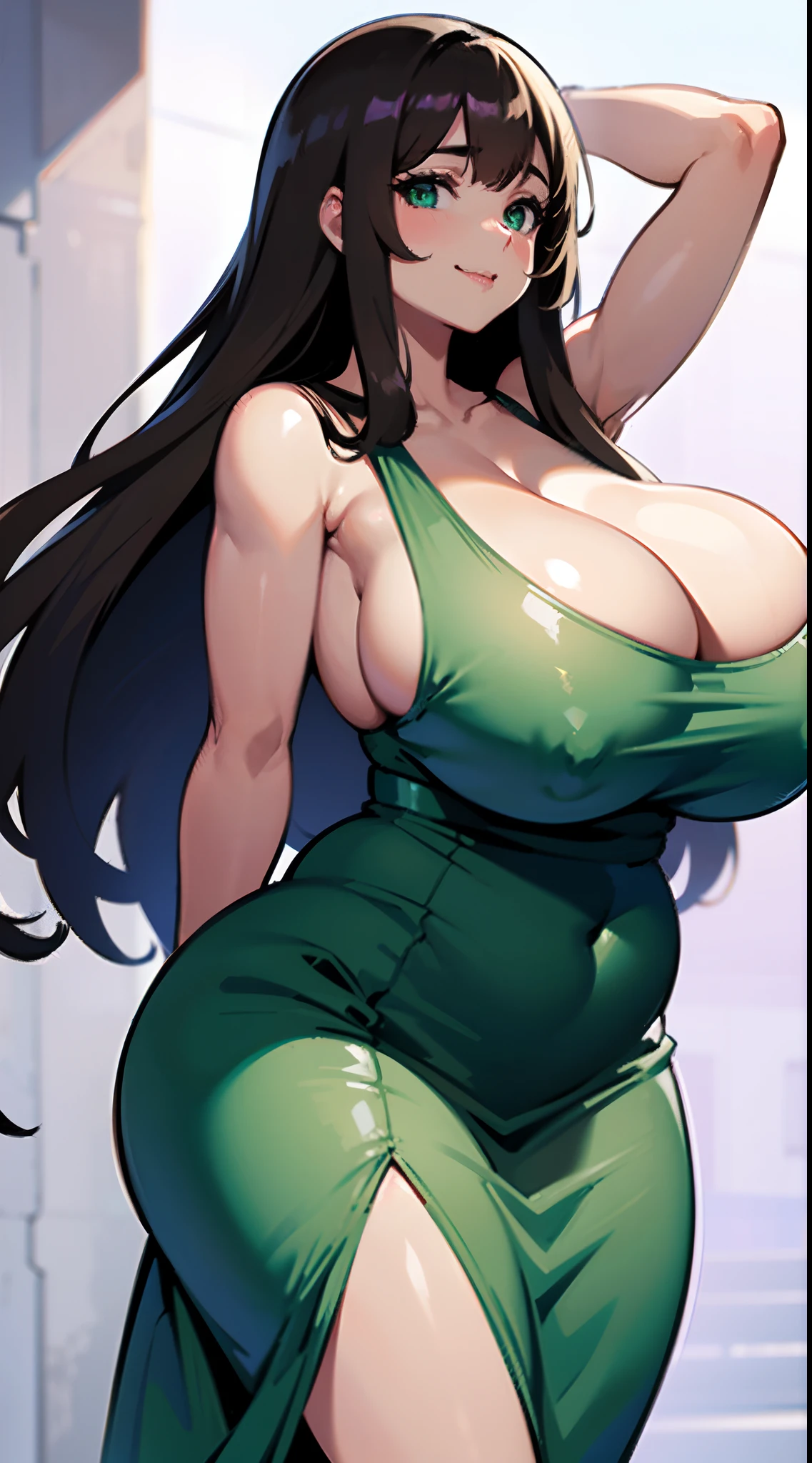 Solo, Breast view, 7 feet away ,Not so close, Zoomed out, Nakedness , nakedness, , no clothing on, 1woman, very curvy, huge breasts, massive ass, mature, smiling, long brown straight hair, green eyes, sexy , slit on the left side, dark brown skin, pretty face, seductive, slutty, gigantic breasts!!!!, top heavy, overweight, chubby, ginormous breasts!!!!, expanding breasts, out of proportion breasts, worlds biggest breasts in the world, big wide hips, big ass, big juicy ass, no bra, no bra, no shirt, , naked, no shirt, no clothing, huge areola, absurd size breasts, seductive, High quality , pink areola , pink nipple,OPPAI RATIO!!!!, ((((OPPAI)))), biggest breasts, colossal breasts!!!!!, Fat oversized mega big obese breasts, blushing, long brown straight hair, high quality, very beautiful, beautiful women,woman with a big breast and a big boob, thicc, curvy, oppai, commission for high res, fullbody commission, oppai proportions, full body!, very curvy, huge breasts, massive ass, mature, smiling, long brown straight hair, green eyes, sexy , slit on the left side, dark brown skin, pretty face, seductive, slutty, gigantic breasts!!!!, top heavy, overweight, chubby, expanding breasts, out of proportion breasts, worlds biggest breasts in the world, big wide hips, big ass, big juicy ass, no bra, no bra, no shirt, , naked, no shirt, no clothing, huge areola, absurd size breasts, seductive, High quality , pink areola , pink nipple, puffy , OPPAI RATIO!!!!, (OPPAI), biggest breasts, colossal breasts, Fat oversized mega big obese breasts, blushing, long brown straight hair, high quality, very beautiful, beautiful women, tight green dress, green, tight green dress, enormous breasts, huge gigantic enormous fat oversized breasts, no blonde hair, brown hair, brunette, long hair, big body, highly detailed, maid , maid outfit, cleaning maid, maid job, embarrassed, embarrassed!, maid suit