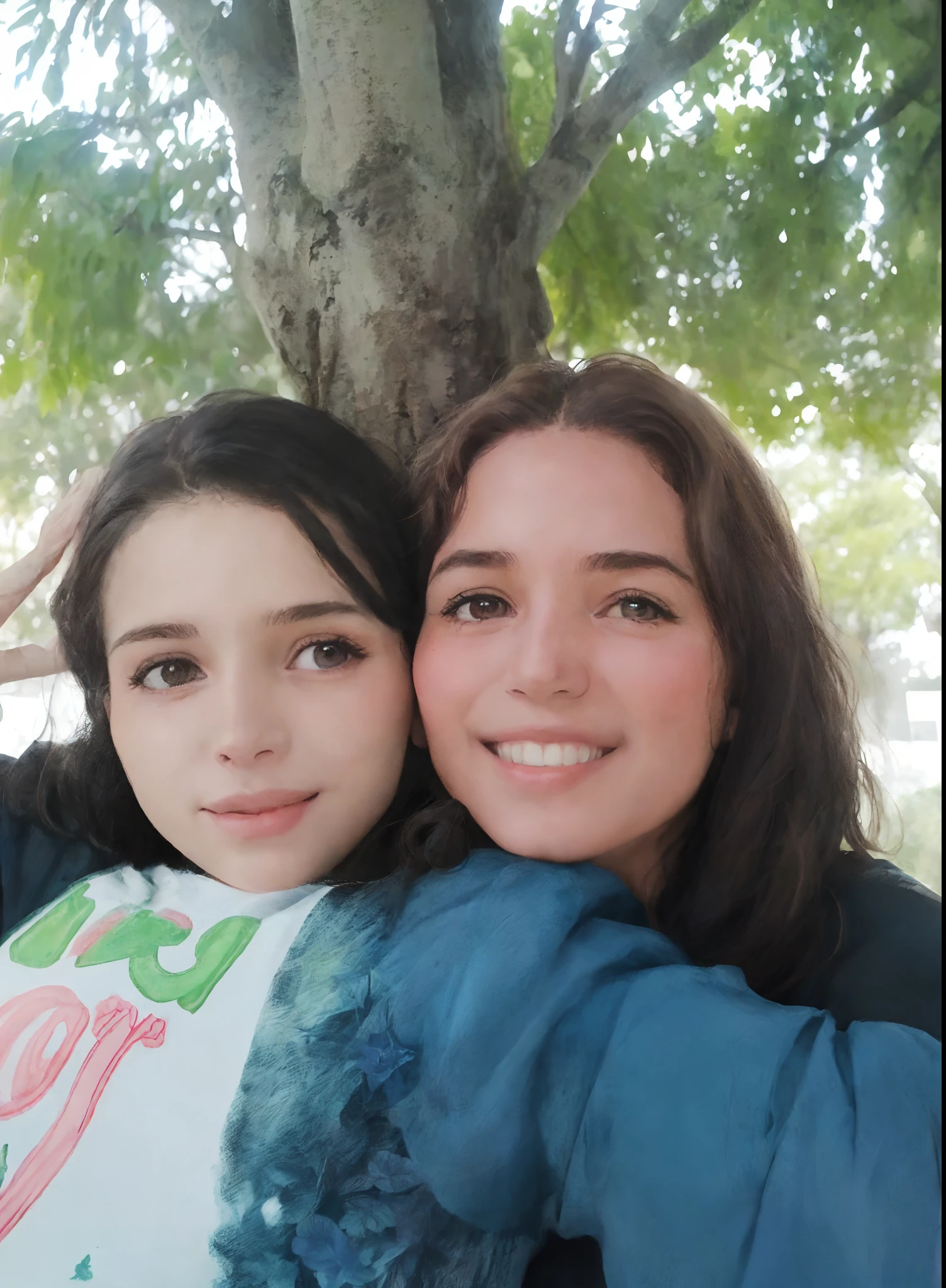 There's two women hugging under a tree, fotografia, Directed by: Nandor Soldier, imagem de perfil, fotografia de perfil, imagem do avatar, Imagem, uma imagem, coluna, Foto realista, fotografia do perfil, Directed by: Luis Miranda, mateus 9 5, 3 5 year brazilian mother, Malika Favre, by Maria Helena Vieira da Silva