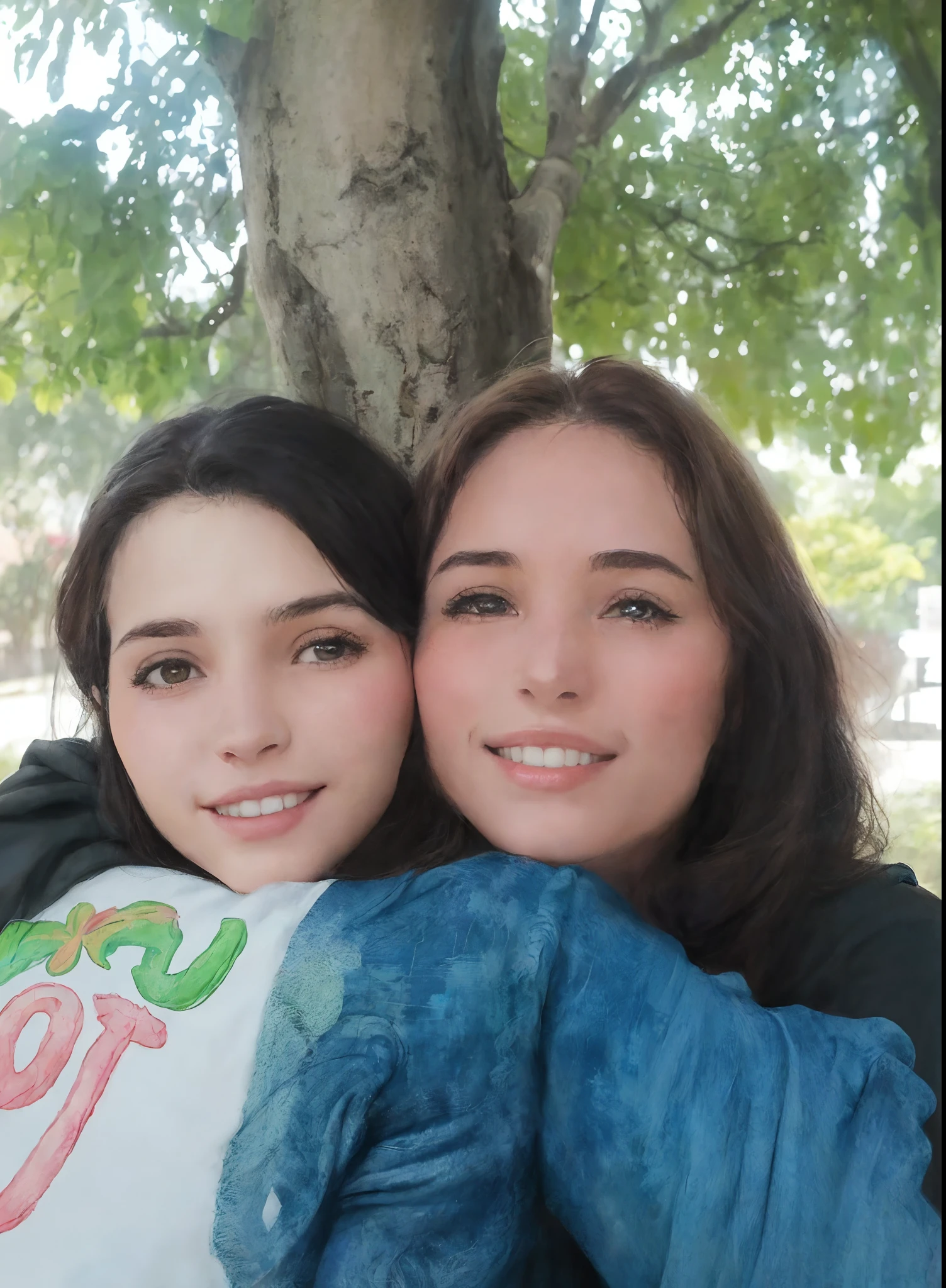There's two women hugging under a tree, fotografia, Directed by: Nandor Soldier, imagem de perfil, fotografia de perfil, imagem do avatar, Imagem, uma imagem, coluna, Foto realista, fotografia do perfil, Directed by: Luis Miranda, mateus 9 5, 3 5 year brazilian mother, Malika Favre, by Maria Helena Vieira da Silva