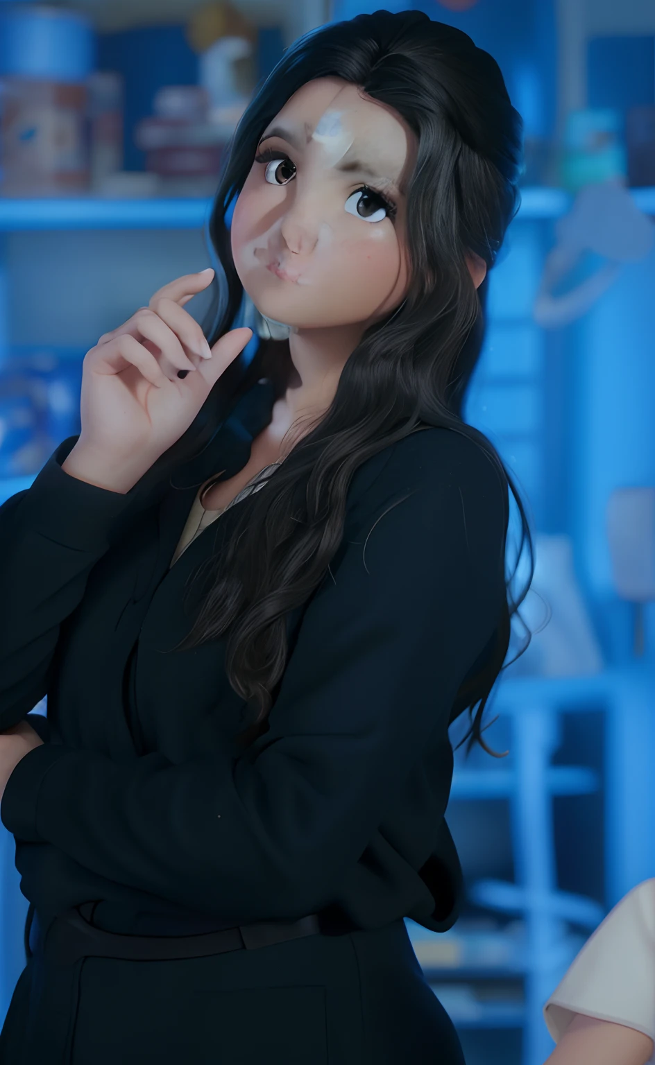 Capa de filme estilo Disney, uma menina morena com olhos castanhos, Light skin and lightly curled straight hair working in medicine field