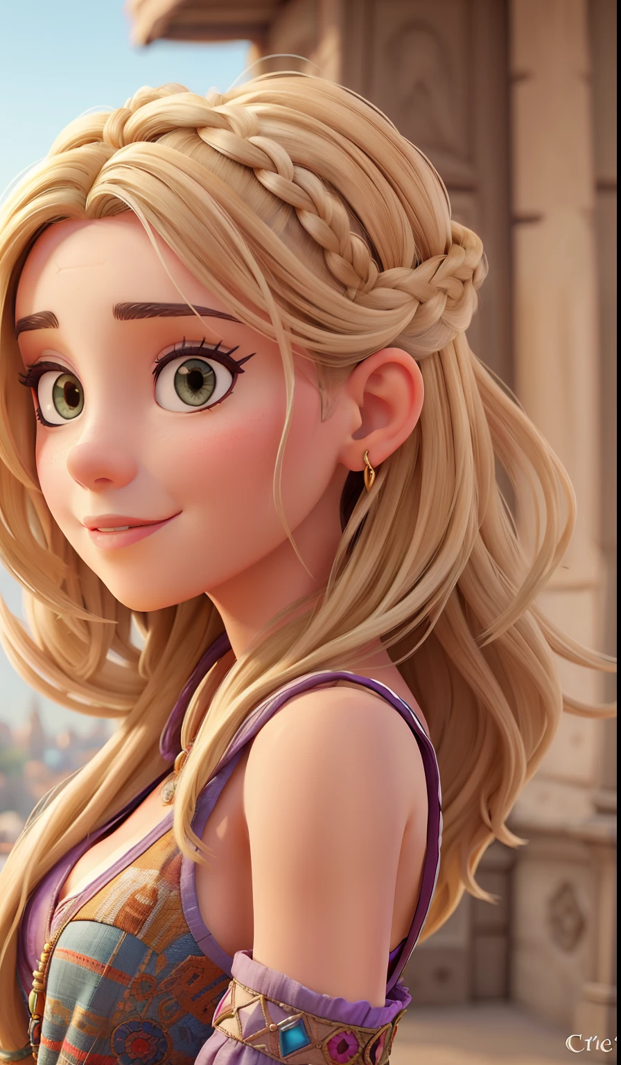 Uma mulher. loira platinada, peitoes, estilo disney pixar, alta qualidade, melhor qualidade