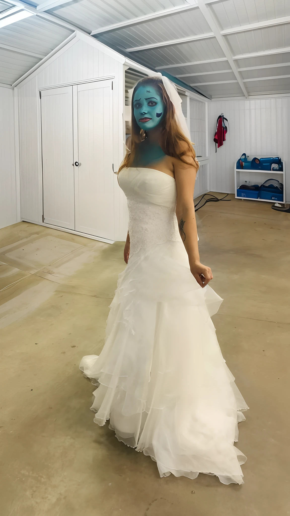 Inside a white shed, clean