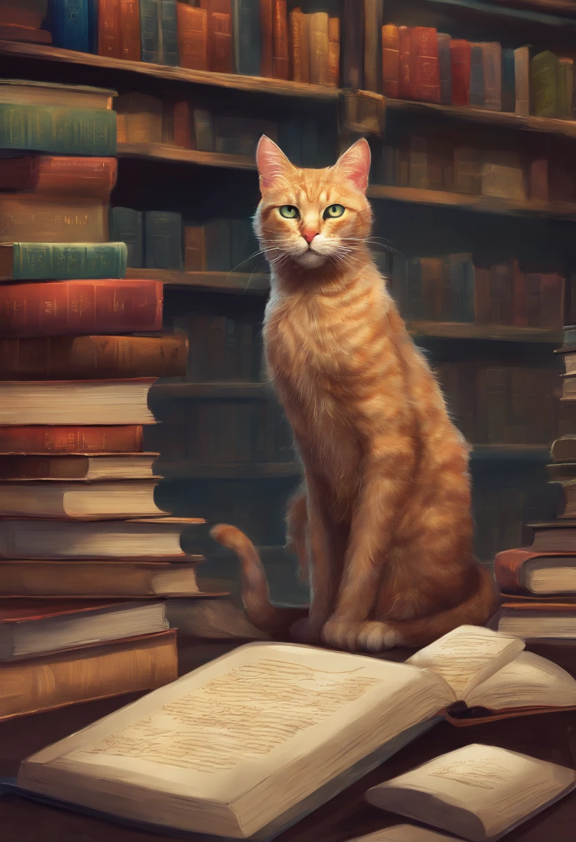 Dois gatos sobre livros