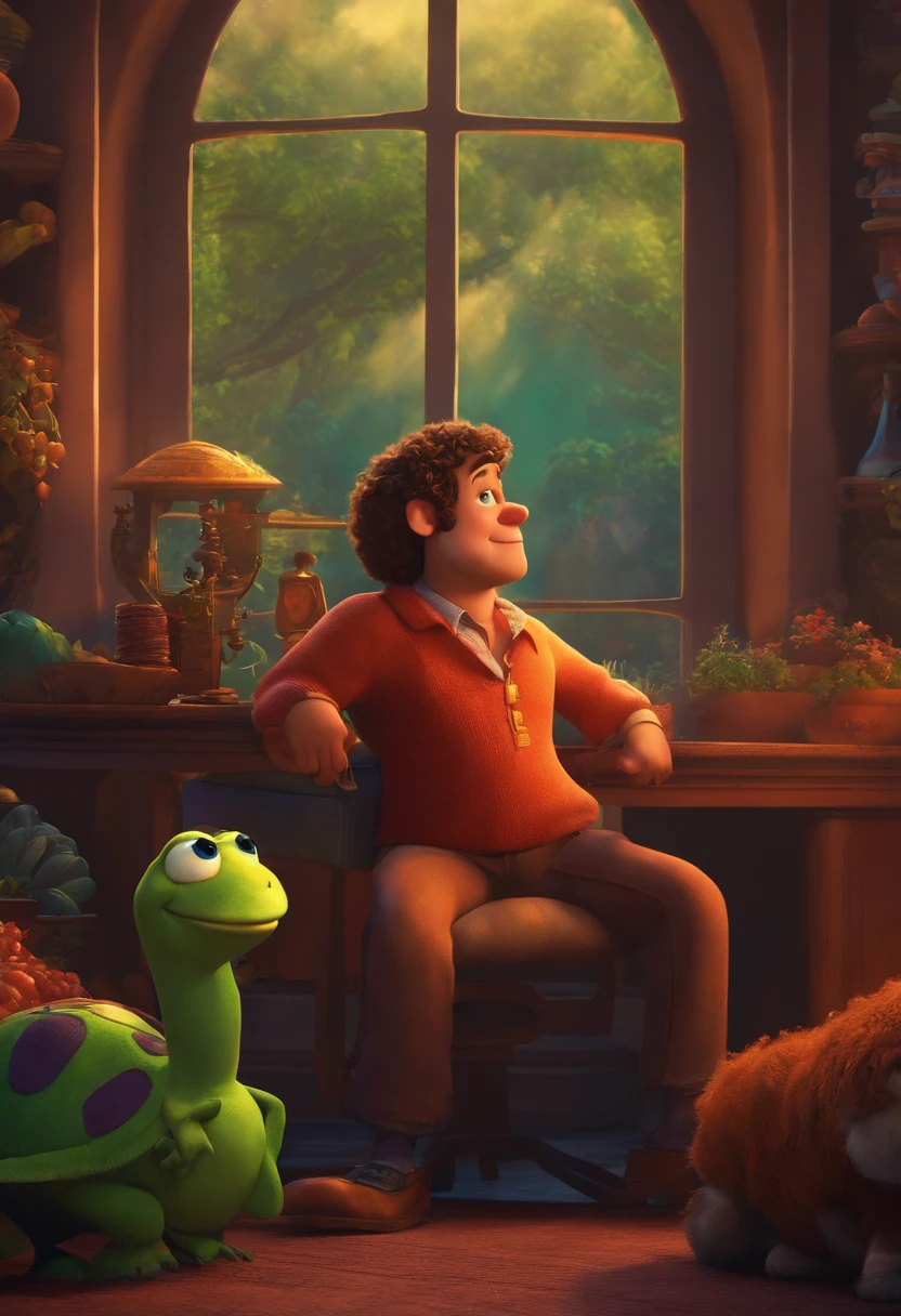 Criar um personagem no estilo pixar dentro de um jaleco. personagem moreno