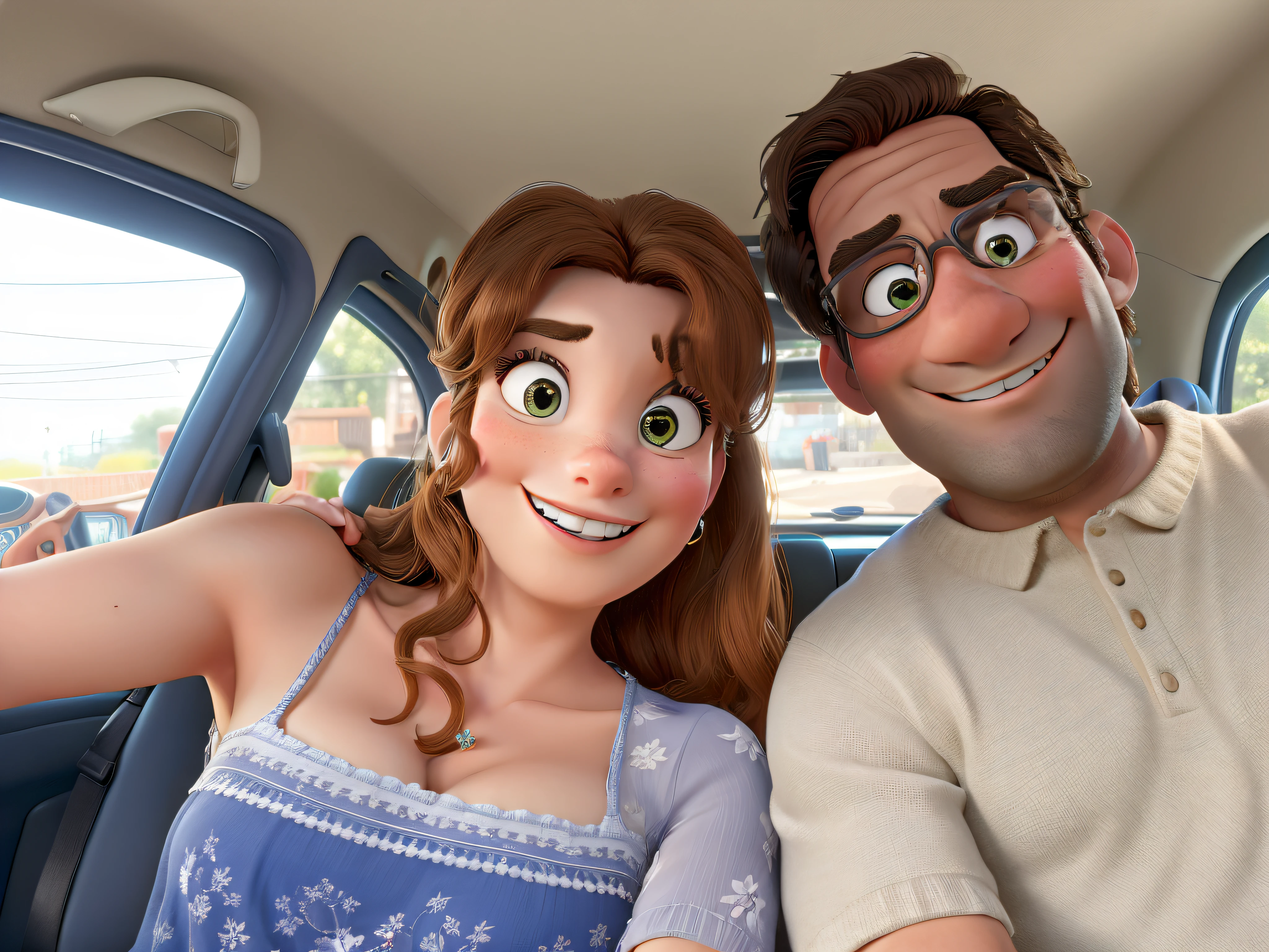 A couple in great quality and definition in the style of Disney pixar