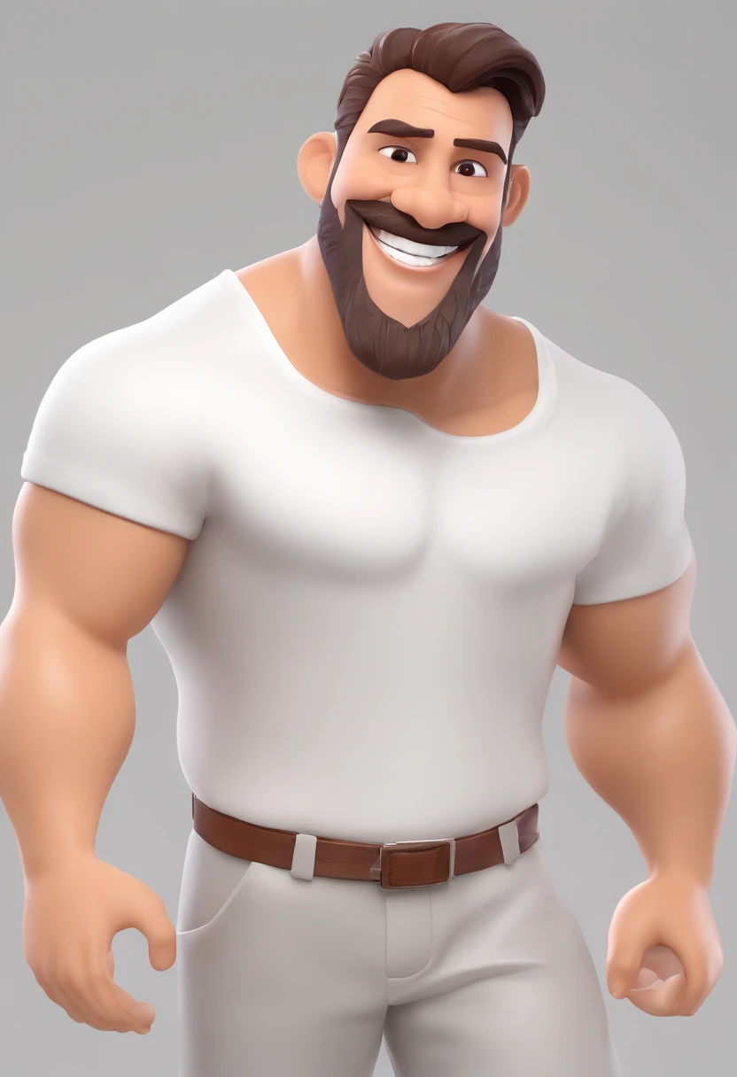 Smiling Man Illustration, sorriso insano, Homem de pele marrom com um sorriso gigante, happily smiling at the camera, sorriso atrevido, he's smiling, sorriso muito grande, Macho sorridente, foto de perfil headshot, rindo sorriso enorme, desenhando no estilo de Arte 3D, c4d, fundo de cor branco puro, estilo disney, estilo pixar render ilustracao Super Detalhe, 8k
