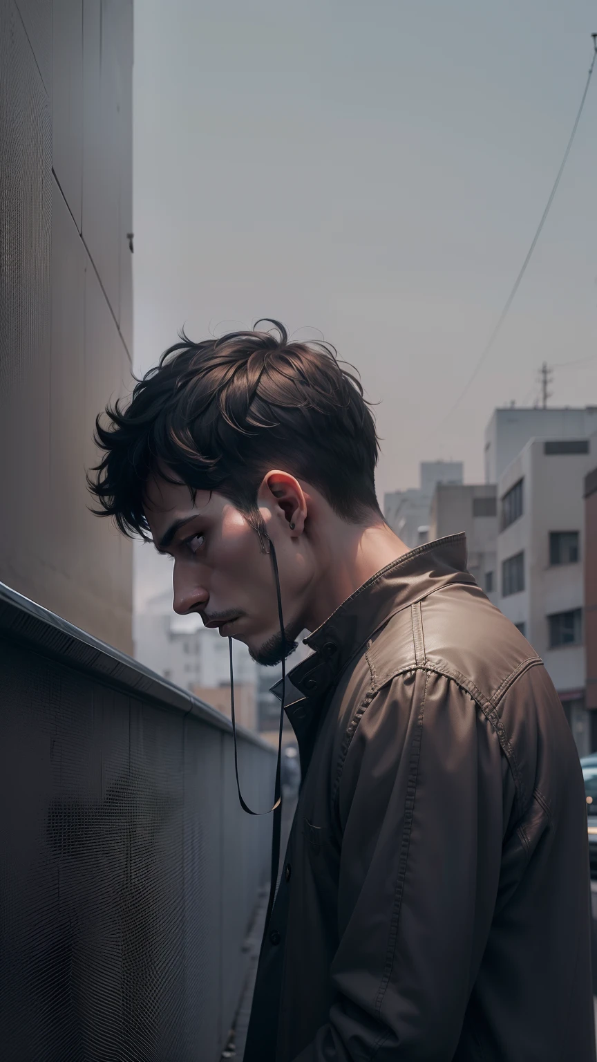 solitary Man, alone with depression, with no one in a sad environment