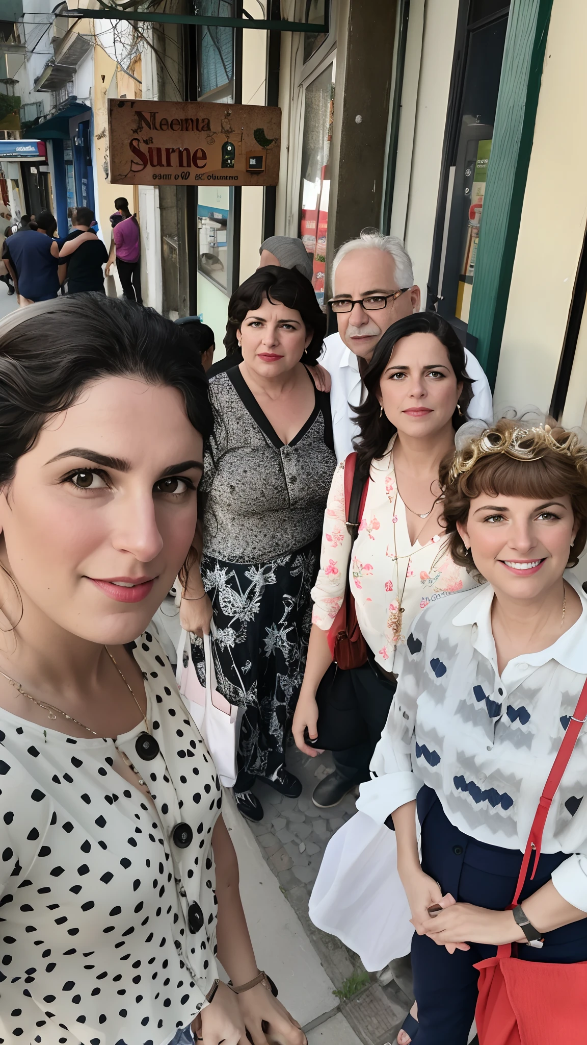 Several people standing on a sidewalk in front of a store, Directed by: Nandor Soldier, Directed by: Veronica Ruiz de Velasco, Fotografia tirada em 2 0 2 0, divertindo-se, imagem de perfil, Directed by: Fernando Gerassi, Directed by: French Victoria, Directed by: Luis Molinari, foto de grupo, Directed by: Tom Wänerstrand, em uma rua