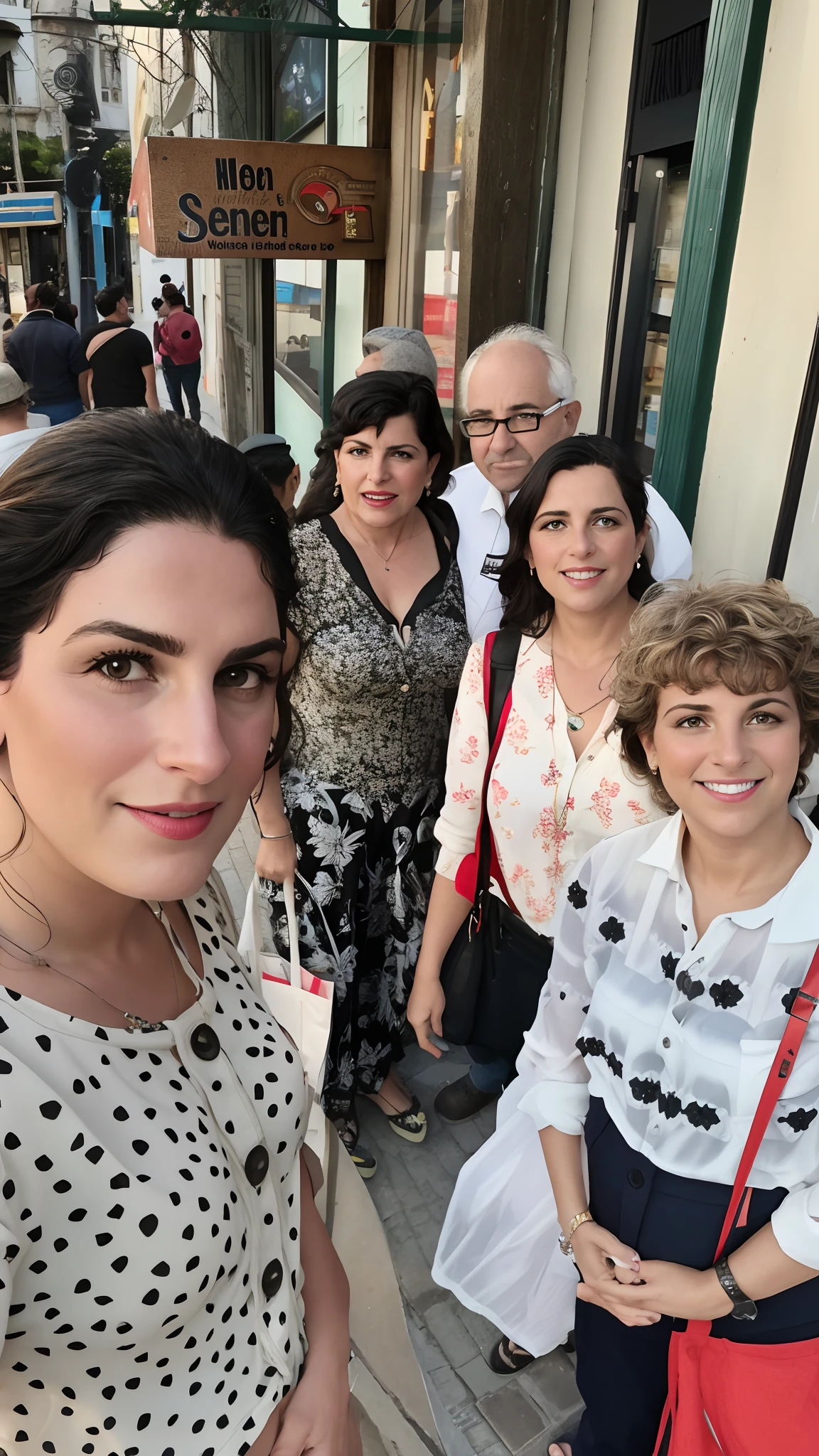 Several people standing on a sidewalk in front of a store, Directed by: Nandor Soldier, Directed by: Veronica Ruiz de Velasco, Fotografia tirada em 2 0 2 0, divertindo-se, imagem de perfil, Directed by: Fernando Gerassi, Directed by: French Victoria, Directed by: Luis Molinari, foto de grupo, Directed by: Tom Wänerstrand, em uma rua