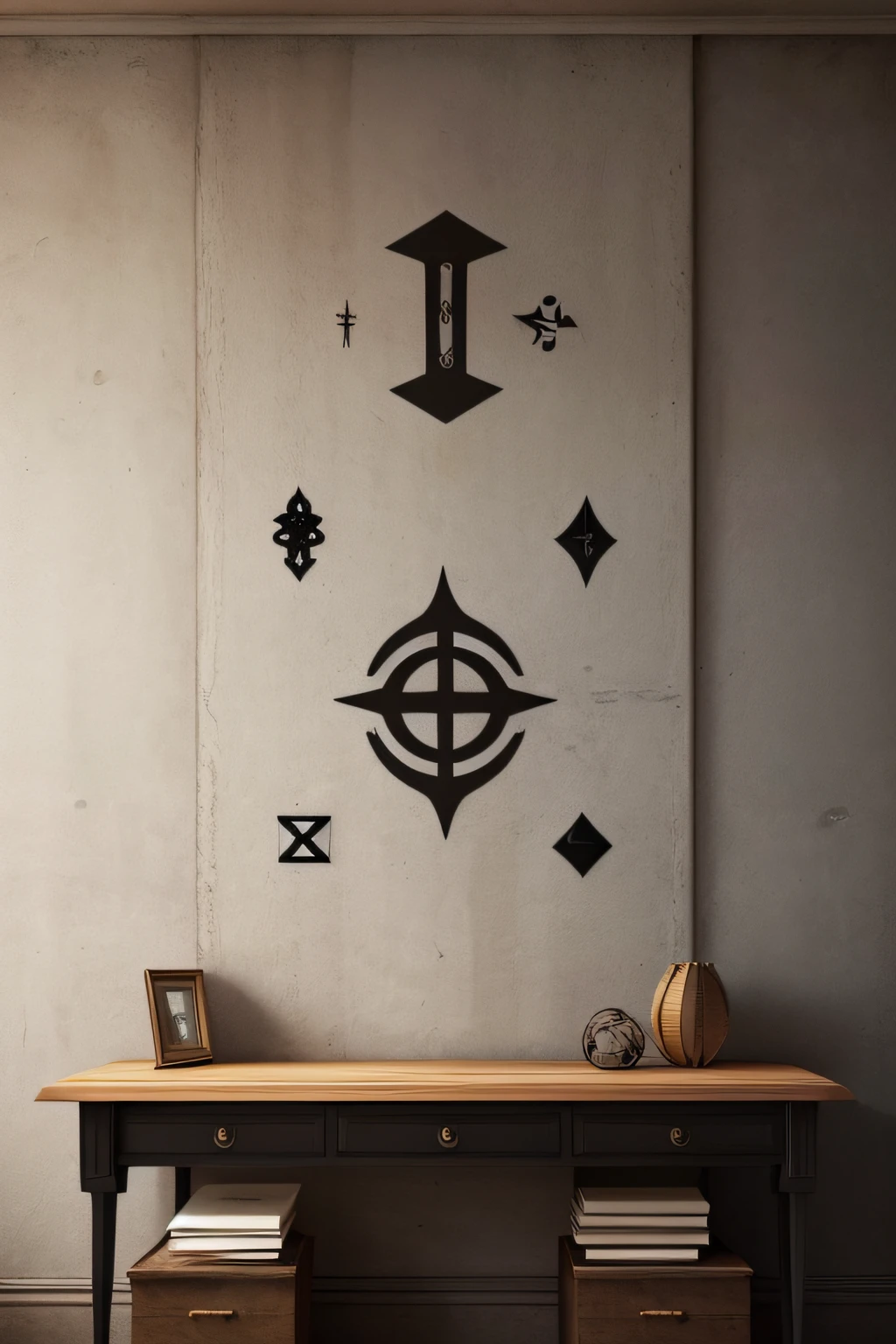 symbols on the wall, runes of black magic, perfect form