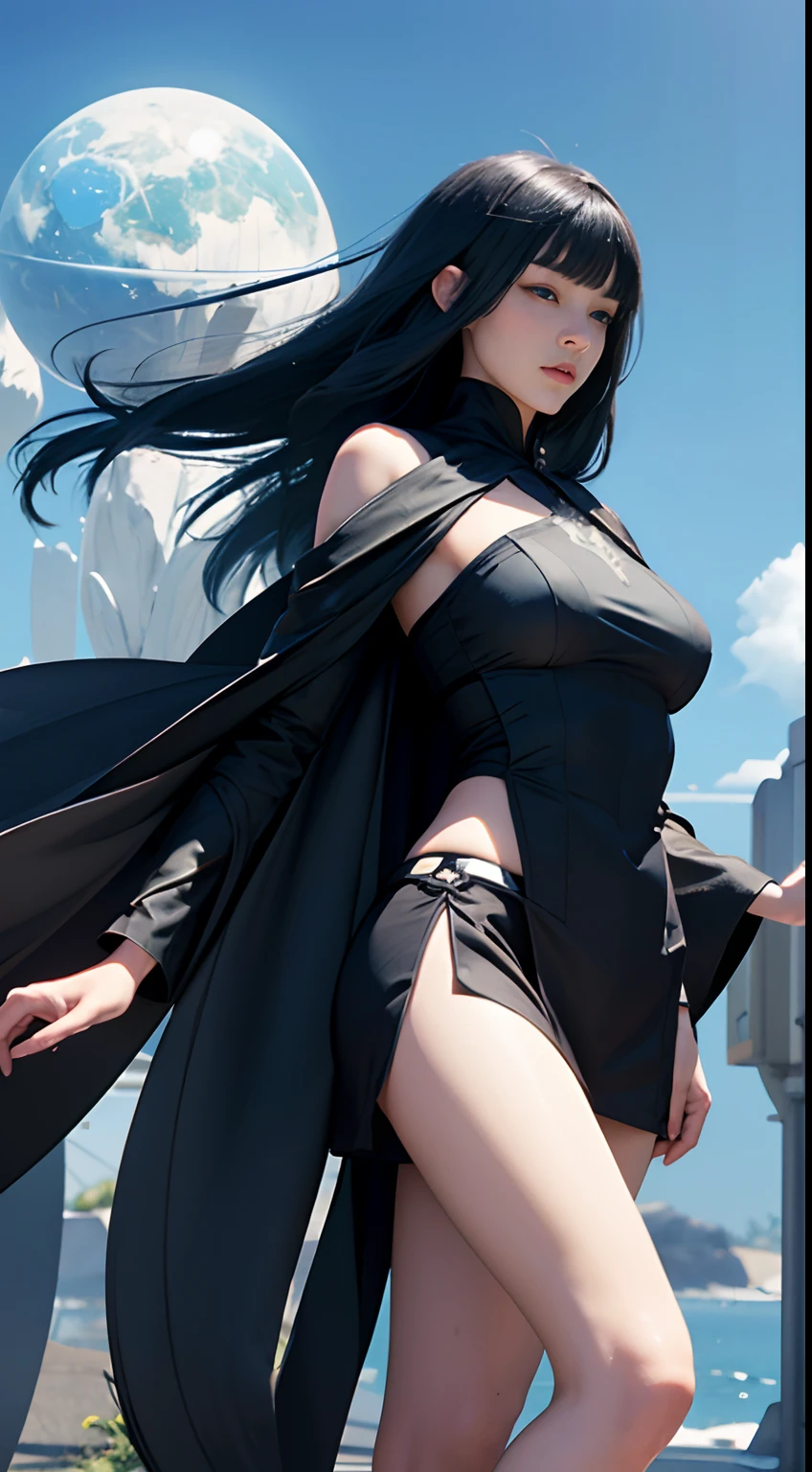 Diane Dillon, Surreal, mysterious, strange, fantastical, fantasy, Sci-fi, Japanese anime, folding time machine, bring time to us, foldable models and 3D models with variable shapes, beautiful miniskirt girl, perfect voluminous body, hyper detailed masterpiece