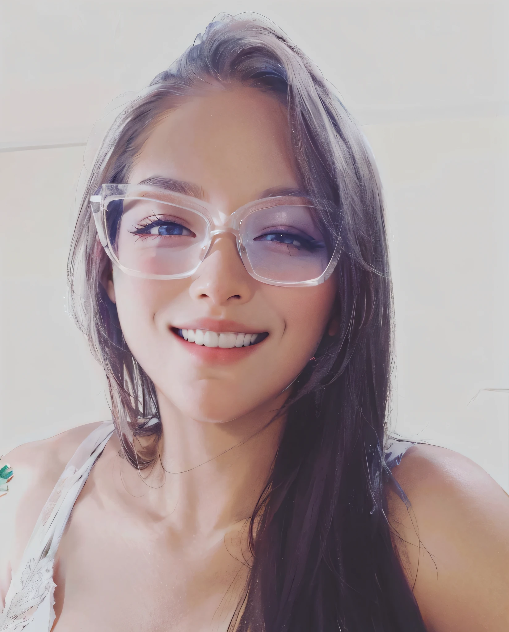 (masterpiece:1.2, best quality), (real picture, intricate details), 1lady, solo, upper body, casual, long hair, minimal makeup, natural fabrics, close-up face, smile, home