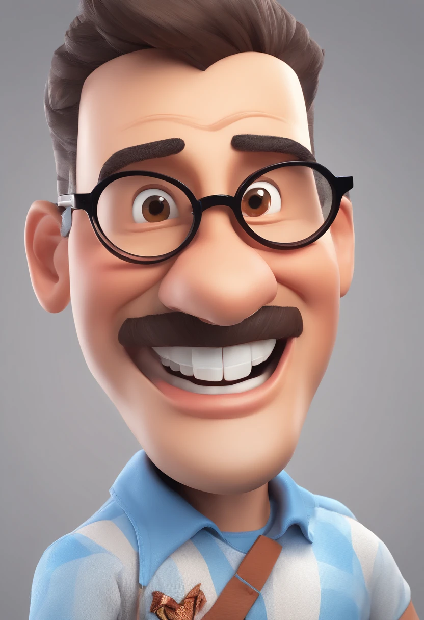 Smiling Man Illustration, sorriso insano, Homem de pele marrom com um sorriso gigante, happily smiling at the camera, sorriso atrevido, he's smiling, sorriso muito grande, Macho sorridente, foto de perfil headshot, rindo sorriso enorme, desenhando no estilo de Arte 3D, c4d, fundo de cor branco puro, estilo disney, estilo pixar render ilustracao Super Detalhe, 8k